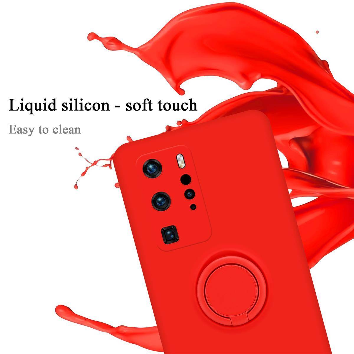 Cadorabo Hülle für Huawei P40 PRO / P40 PRO+ Schutz Hülle in Rot Handyhülle TPU Etui Case Cover
