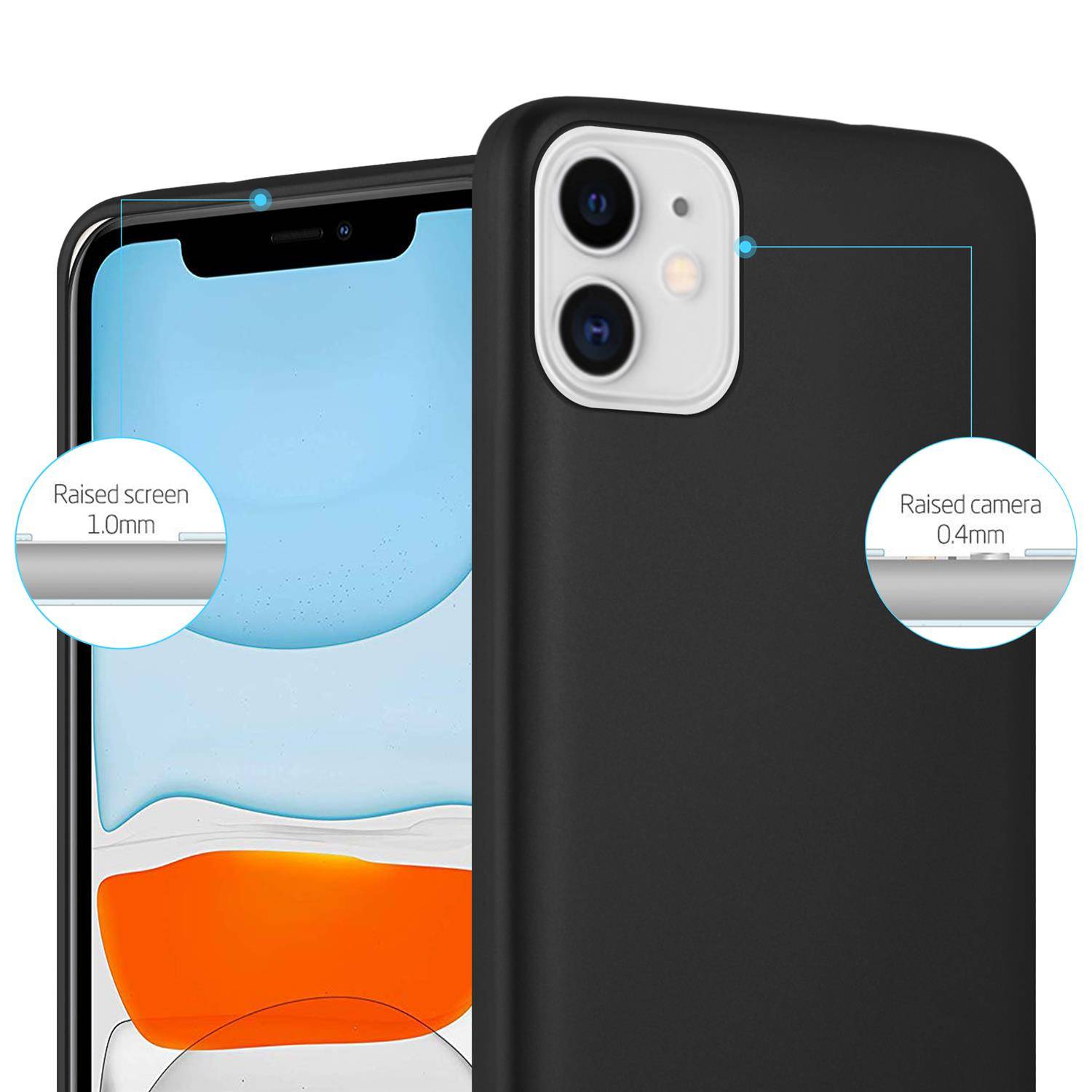 Cadorabo Schutzhülle für Apple iPhone 11 Hülle in Schwarz Handyhülle TPU Silikon Etui Cover Case