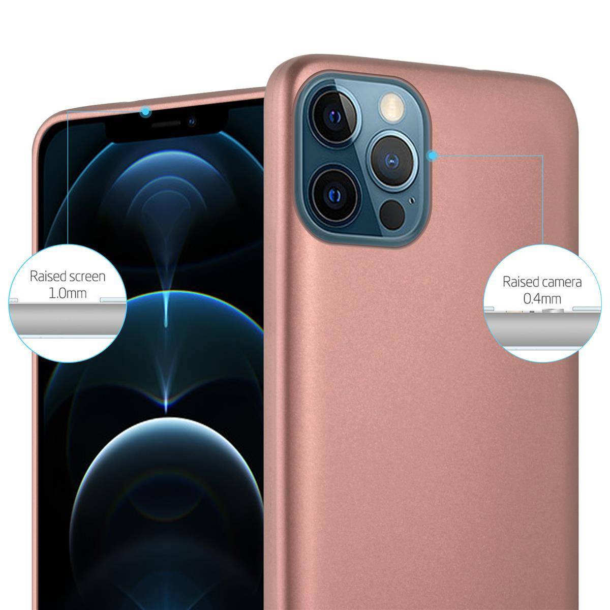 Cadorabo Schutzhülle für Apple iPhone 12 / 12 PRO Hülle in Rosa Handyhülle TPU Silikon Etui Cover Case