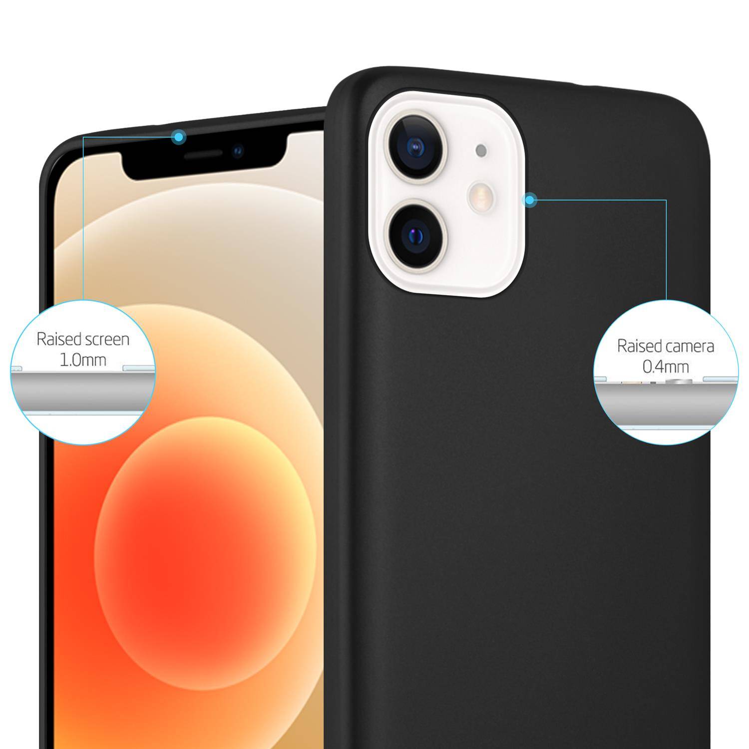 Cadorabo Schutzhülle für Apple iPhone 12 MINI Hülle in Schwarz Handyhülle TPU Silikon Etui Cover Case