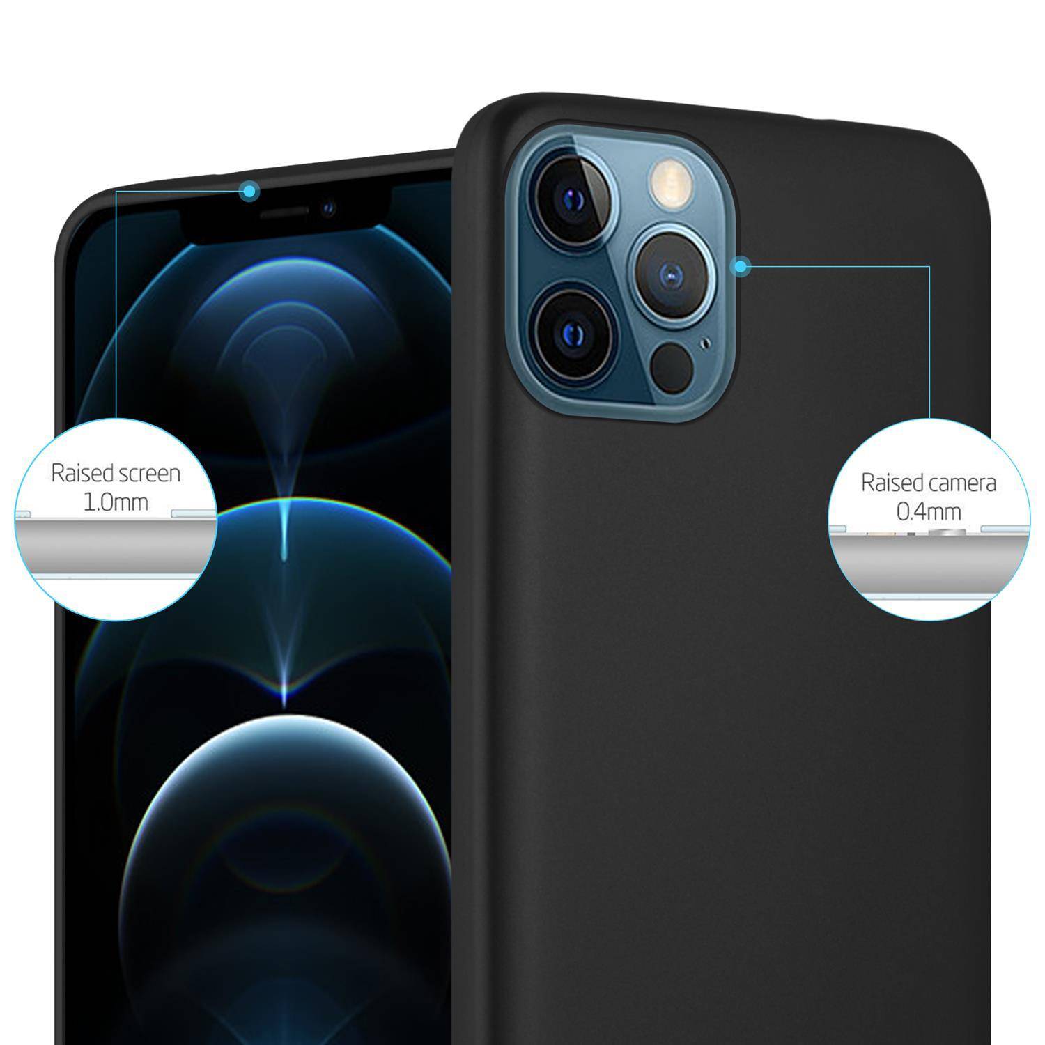 Cadorabo Schutzhülle für Apple iPhone 12 PRO MAX Hülle in Schwarz Handyhülle TPU Silikon Etui Cover Case