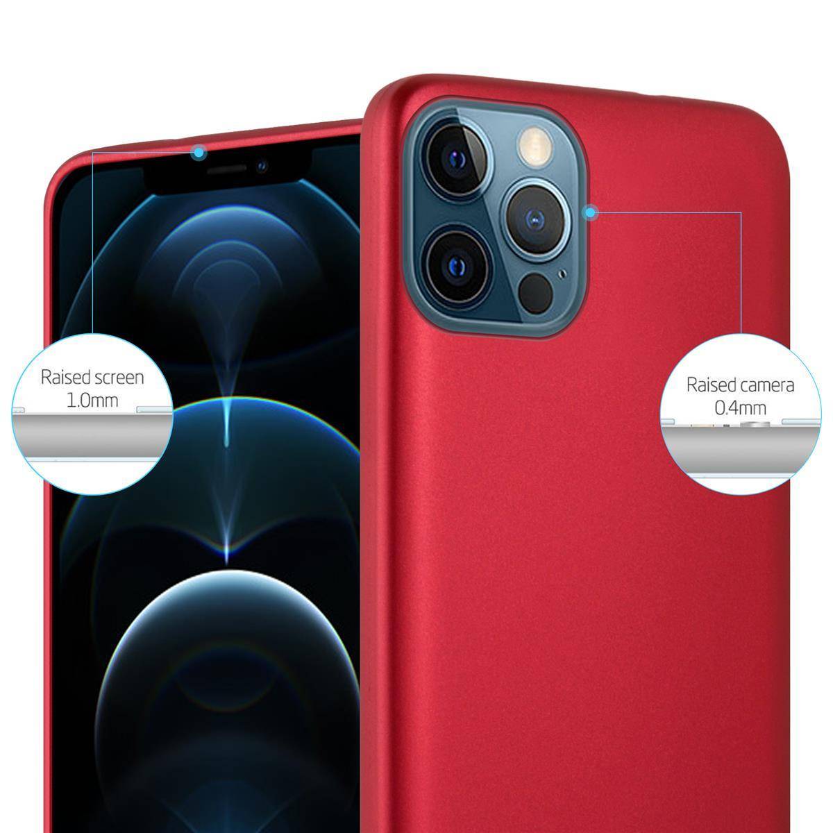 Cadorabo Schutzhülle für Apple iPhone 12 PRO MAX Hülle in Rot Handyhülle TPU Silikon Etui Cover Case