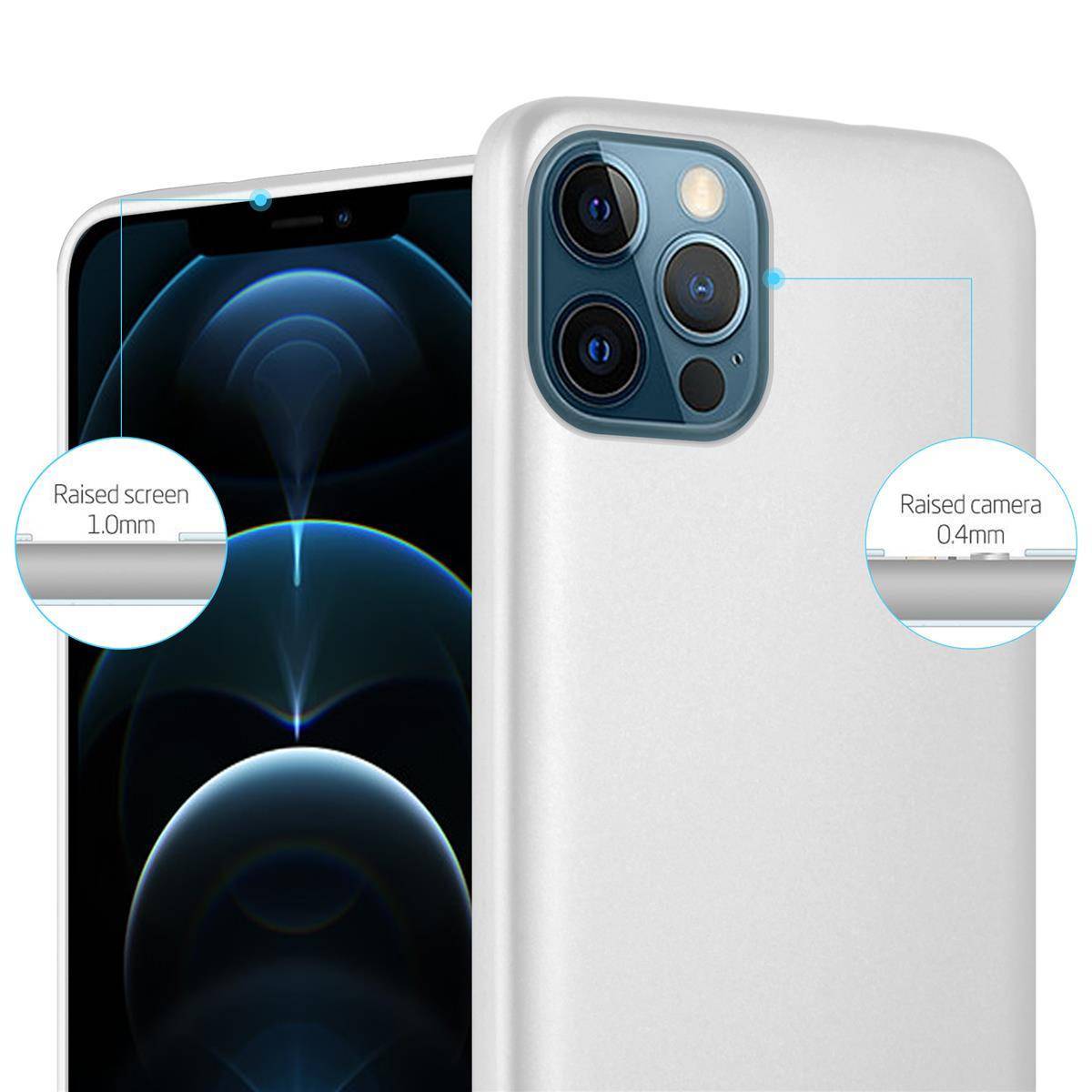 Cadorabo Schutzhülle für Apple iPhone 12 PRO MAX Hülle in Silber Handyhülle TPU Silikon Etui Cover Case