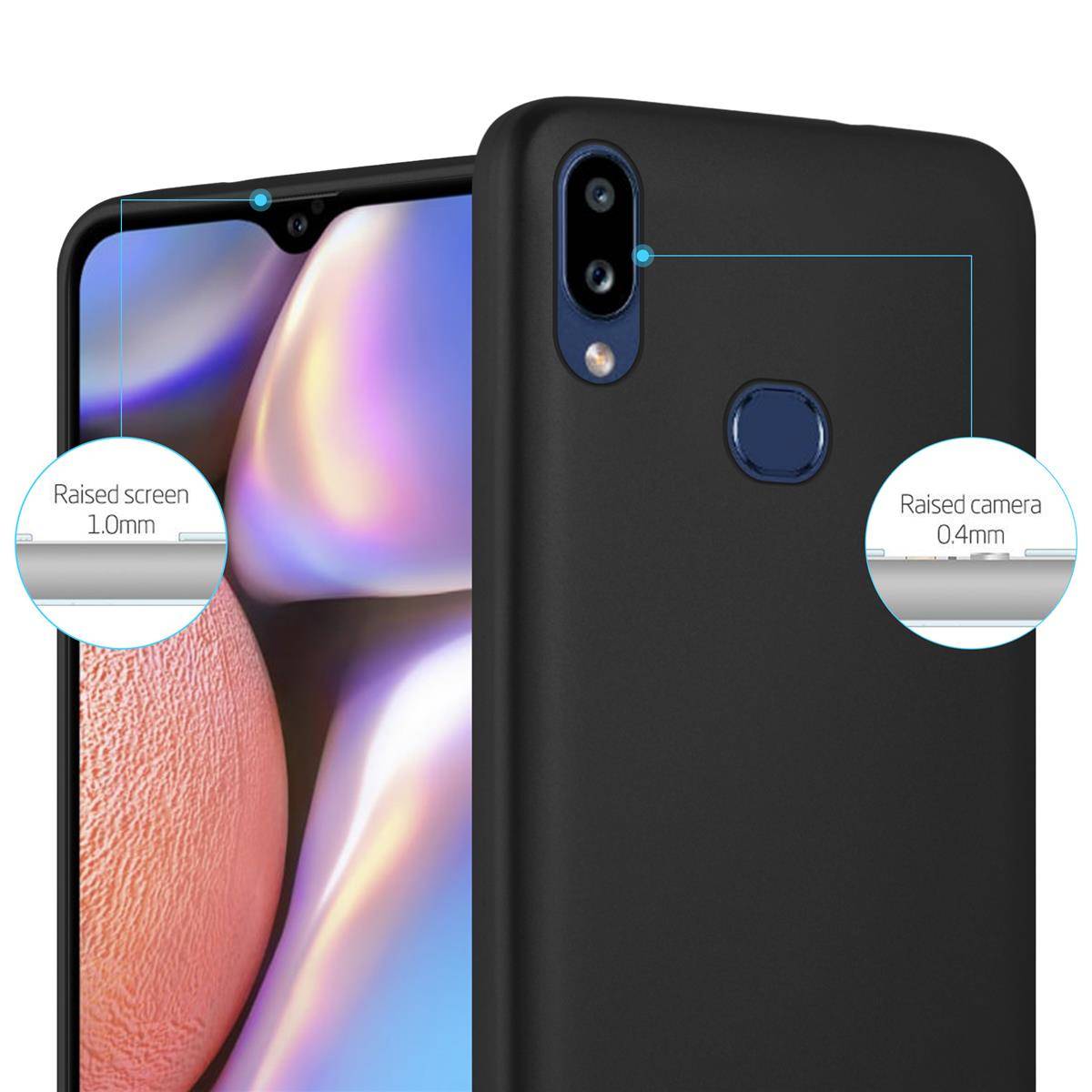 Cadorabo Schutzhülle für Samsung Galaxy A10s / M01s Hülle in Schwarz Handyhülle TPU Silikon Etui Cover Case