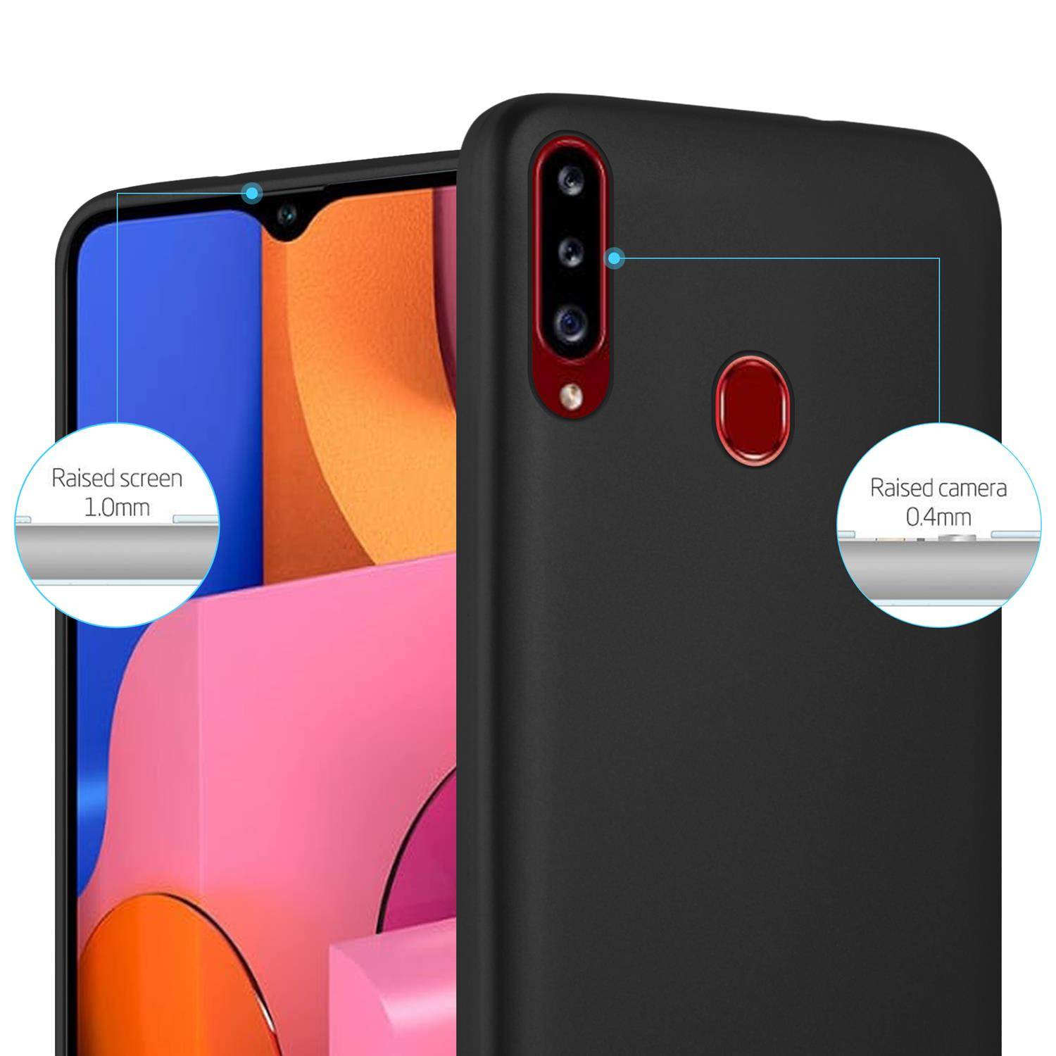 Cadorabo Schutzhülle für Samsung Galaxy A20s Hülle in Schwarz Handyhülle TPU Silikon Etui Cover Case