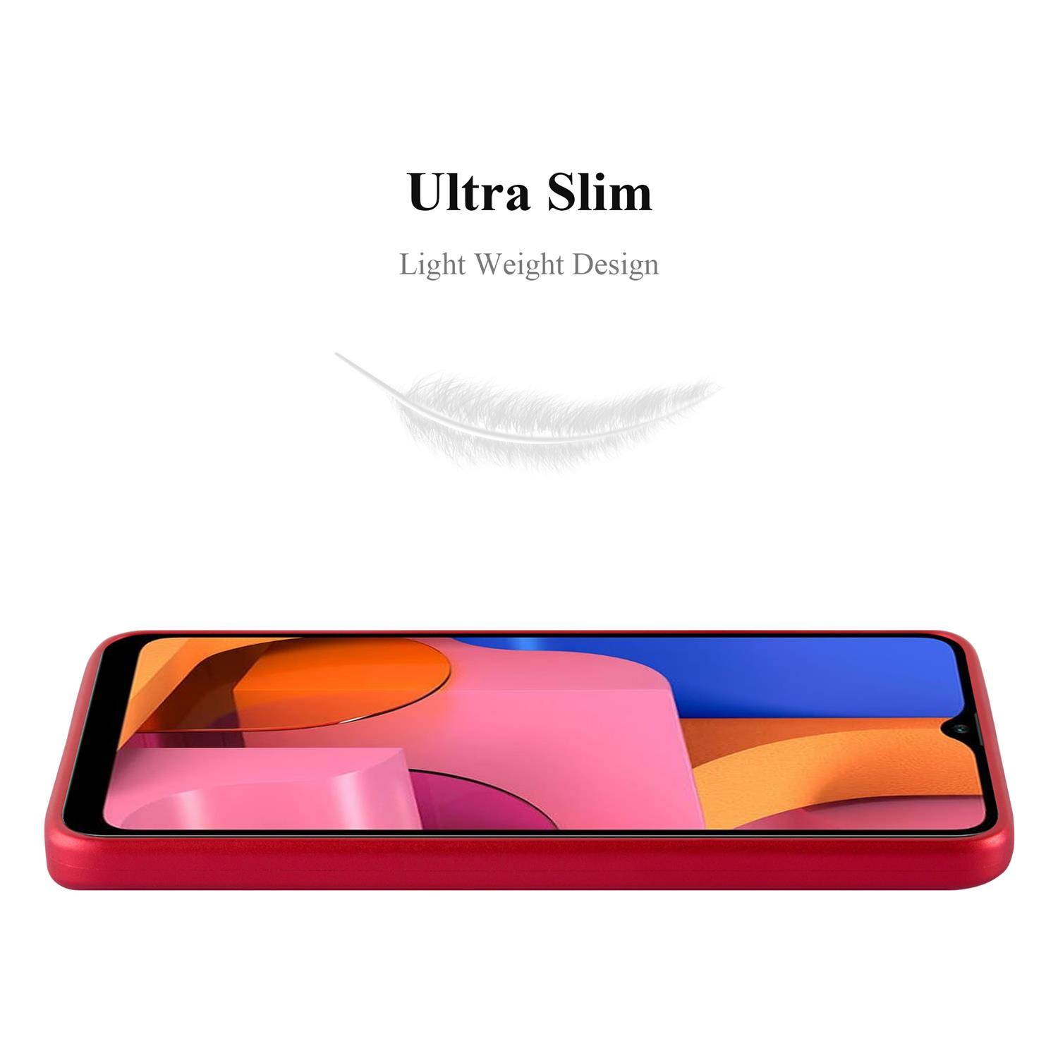 Cadorabo Schutzhülle für Samsung Galaxy A20s Hülle in Rot Handyhülle TPU Silikon Etui Cover Case