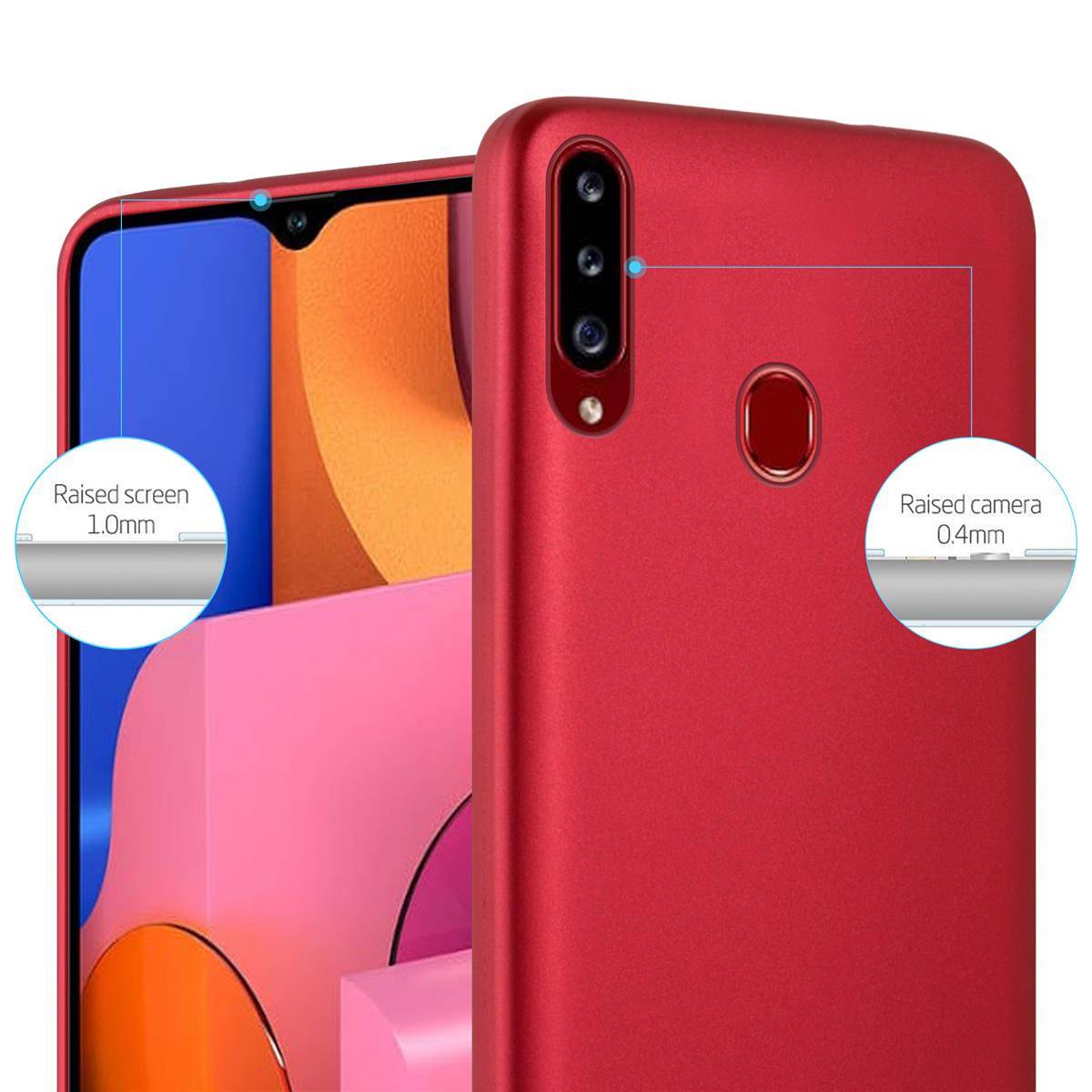 Cadorabo Schutzhülle für Samsung Galaxy A20s Hülle in Rot Handyhülle TPU Silikon Etui Cover Case