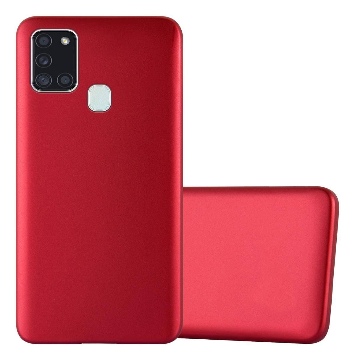 Cadorabo Schutzhülle für Samsung Galaxy A21s Hülle in Rot Handyhülle TPU Silikon Etui Cover Case