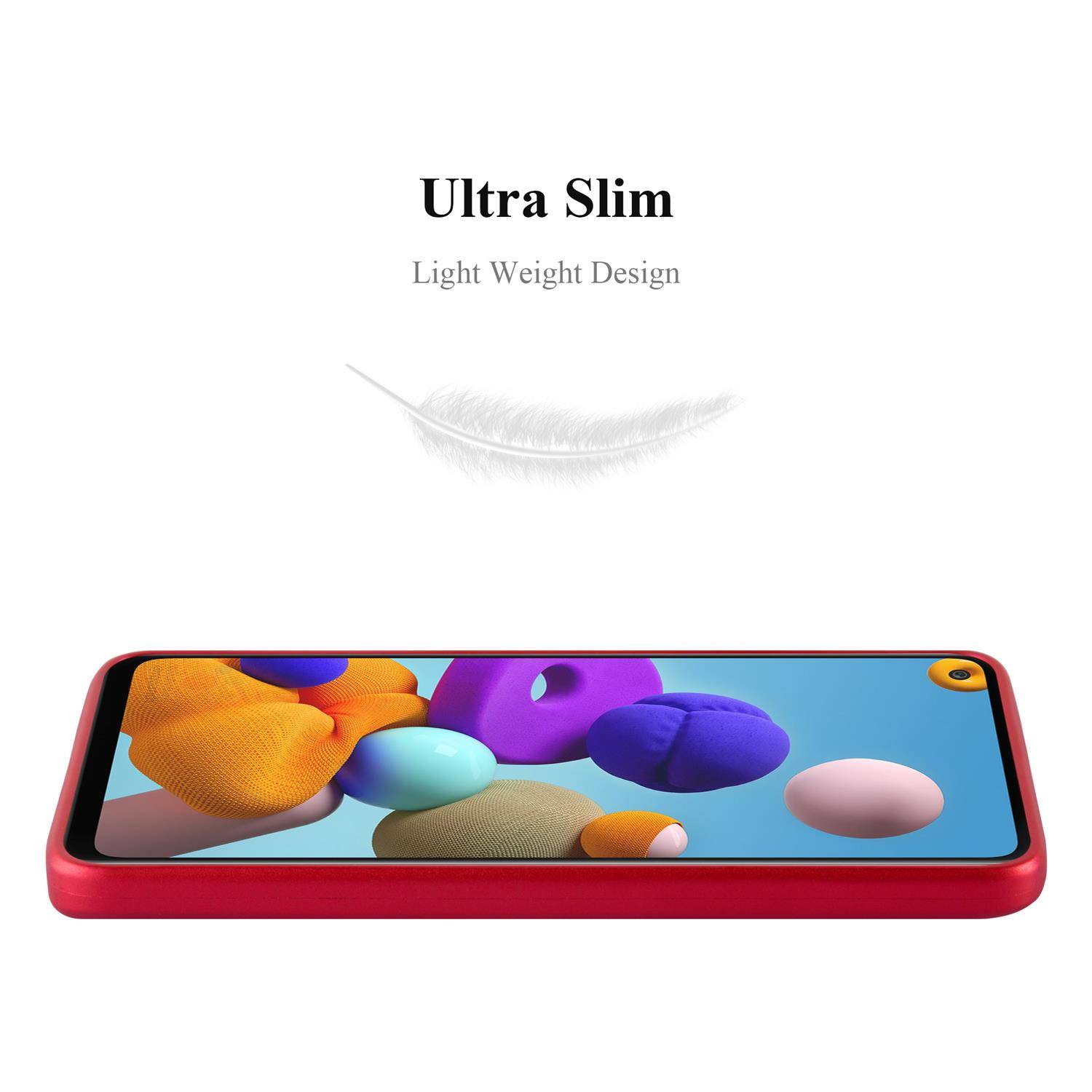 Cadorabo Schutzhülle für Samsung Galaxy A21s Hülle in Rot Handyhülle TPU Silikon Etui Cover Case