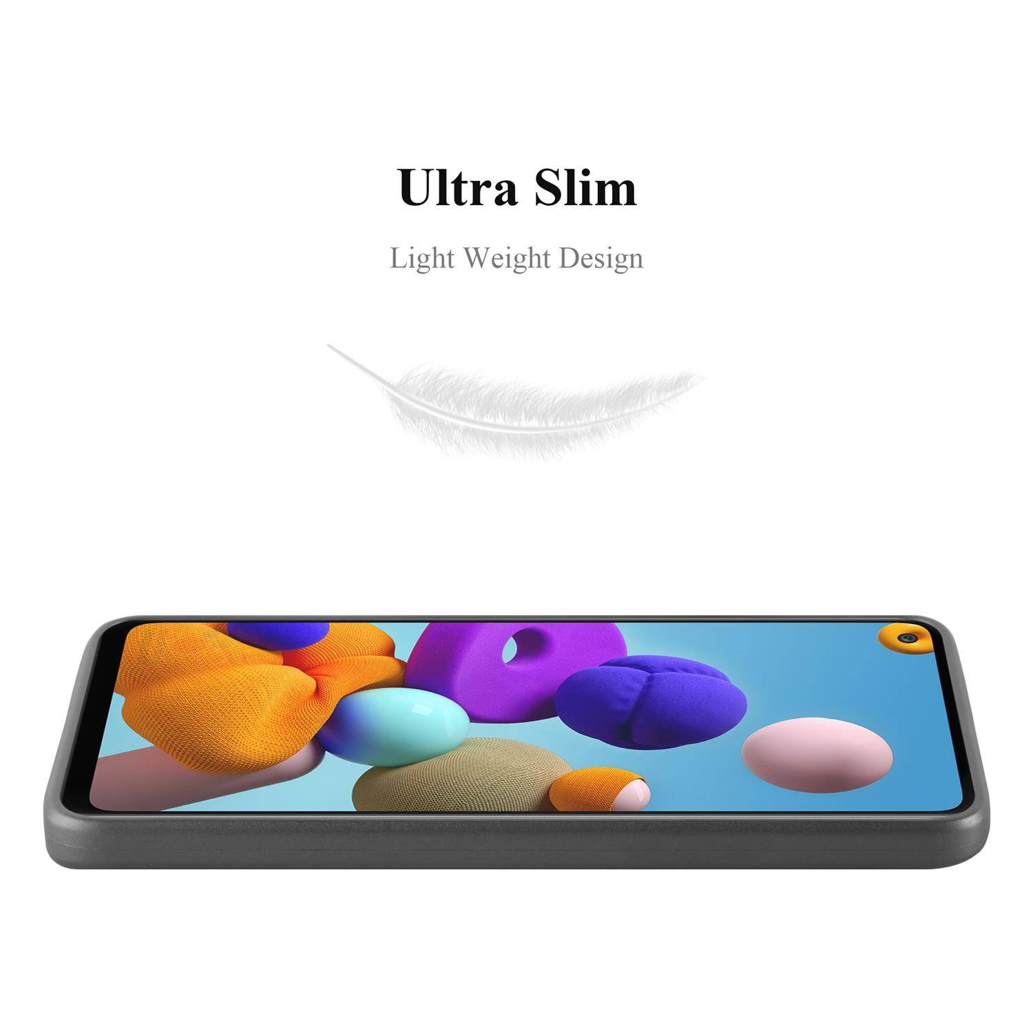 Cadorabo Schutzhülle für Samsung Galaxy A21s Hülle in Grau Handyhülle TPU Silikon Etui Cover Case