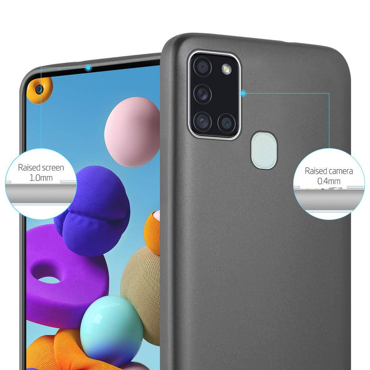 Cadorabo Schutzhülle für Samsung Galaxy A21s Hülle in Grau Handyhülle TPU Silikon Etui Cover Case