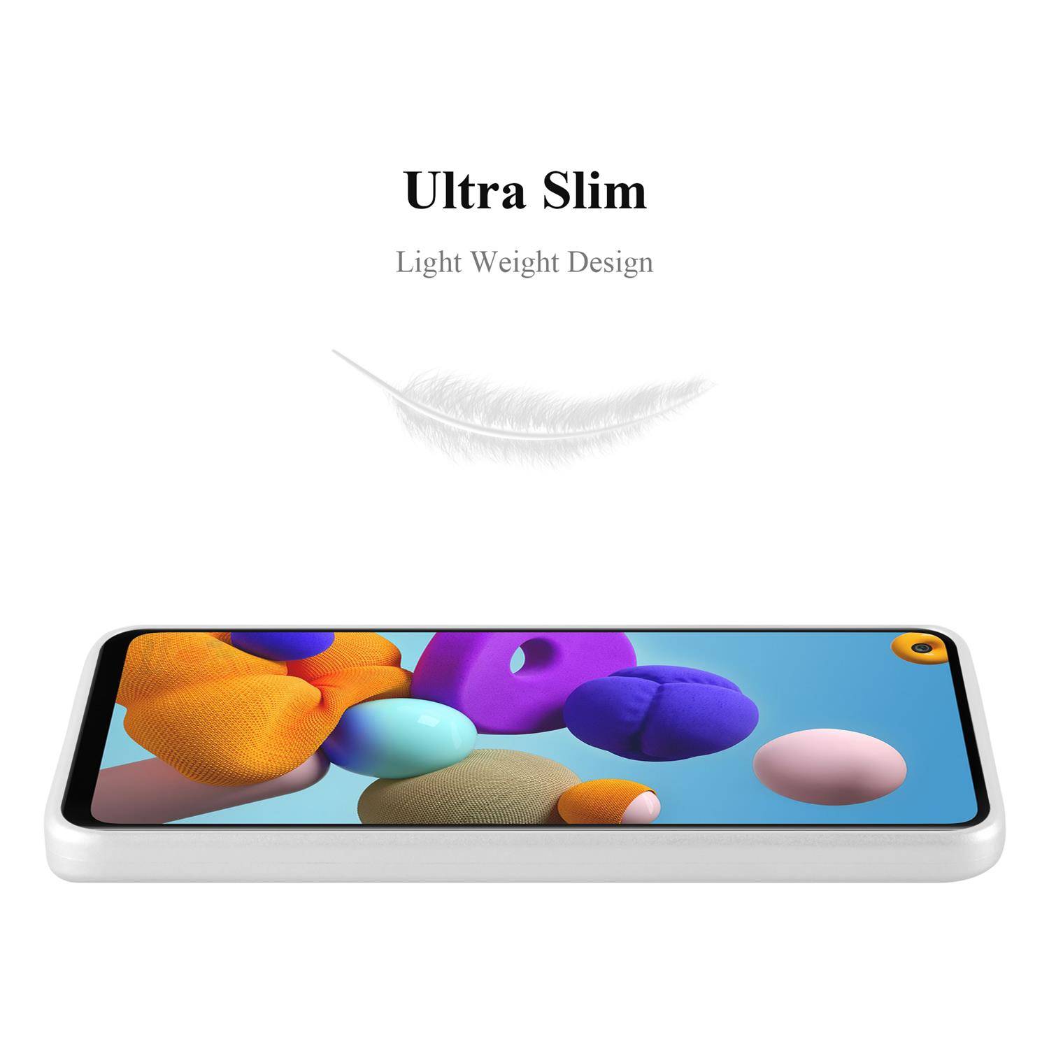 Cadorabo Schutzhülle für Samsung Galaxy A21s Hülle in Silber Handyhülle TPU Silikon Etui Cover Case