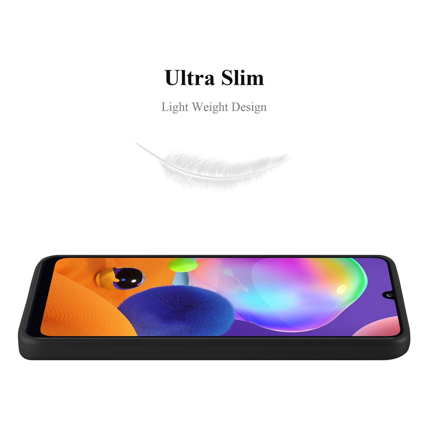 Cadorabo Schutzhülle für Samsung Galaxy A31 Hülle in Schwarz Handyhülle TPU Silikon Etui Cover Case