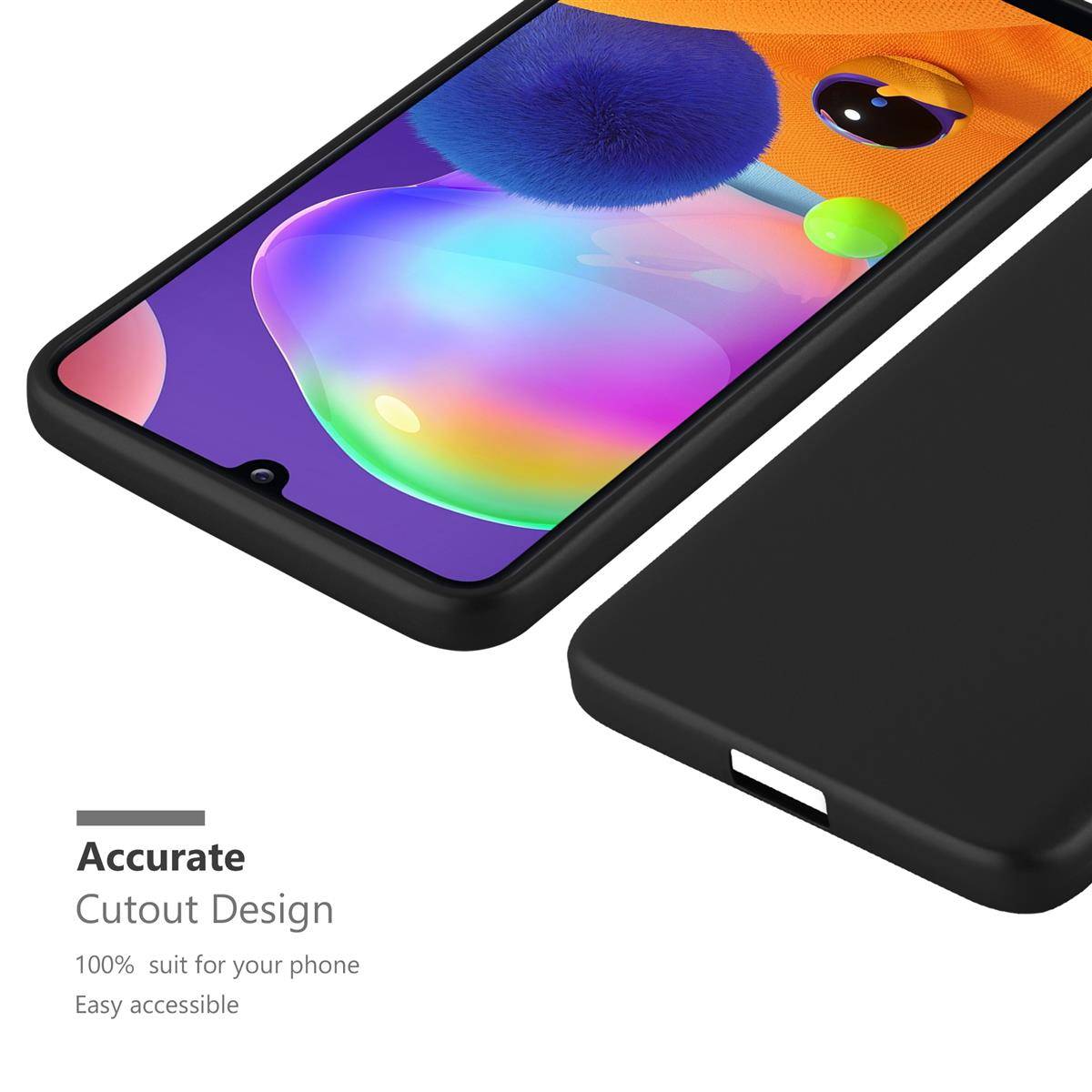 Cadorabo Schutzhülle für Samsung Galaxy A31 Hülle in Schwarz Handyhülle TPU Silikon Etui Cover Case