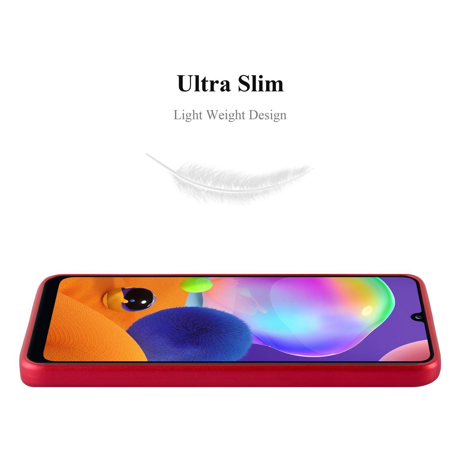 Cadorabo Schutzhülle für Samsung Galaxy A31 Hülle in Rot Handyhülle TPU Silikon Etui Cover Case