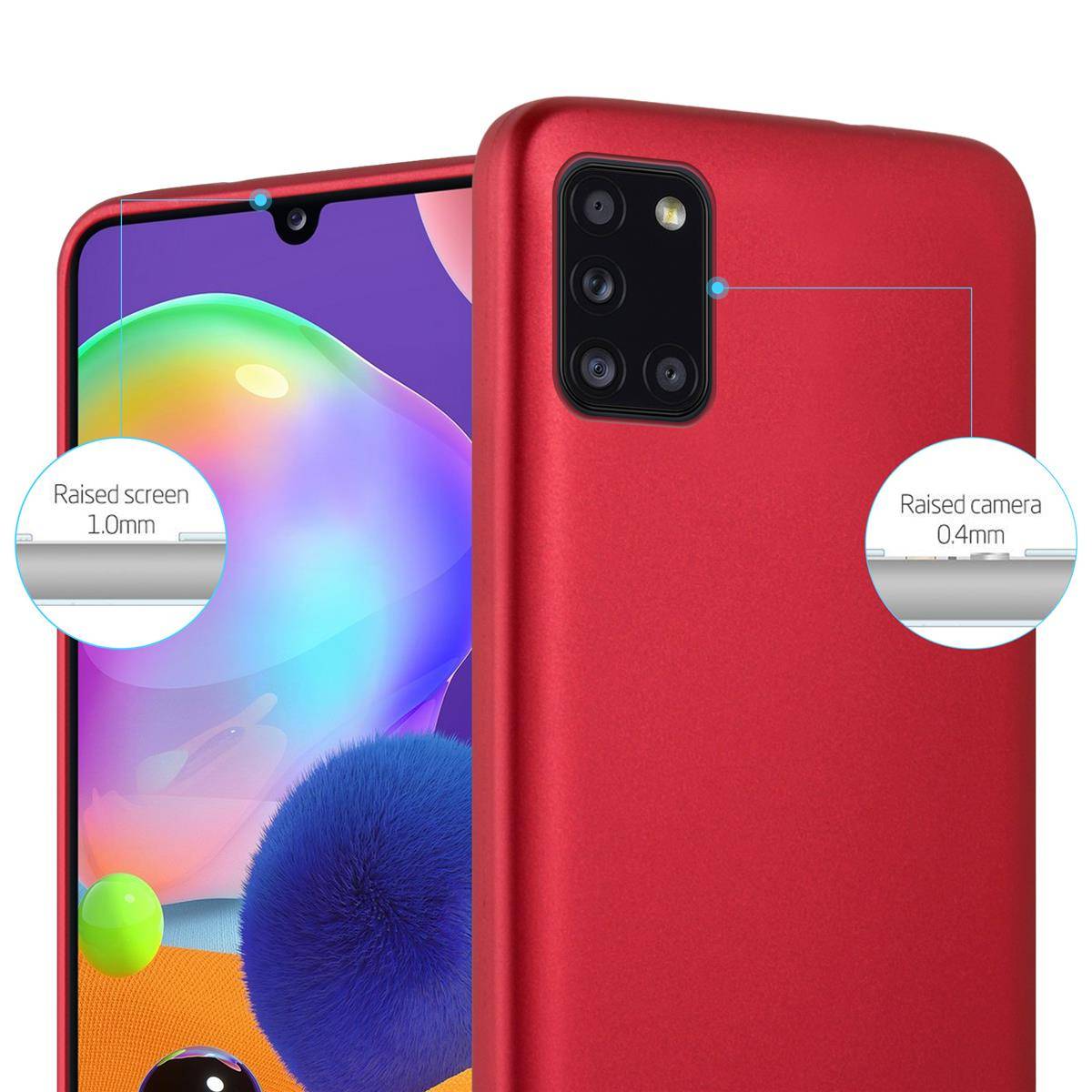 Cadorabo Schutzhülle für Samsung Galaxy A31 Hülle in Rot Handyhülle TPU Silikon Etui Cover Case
