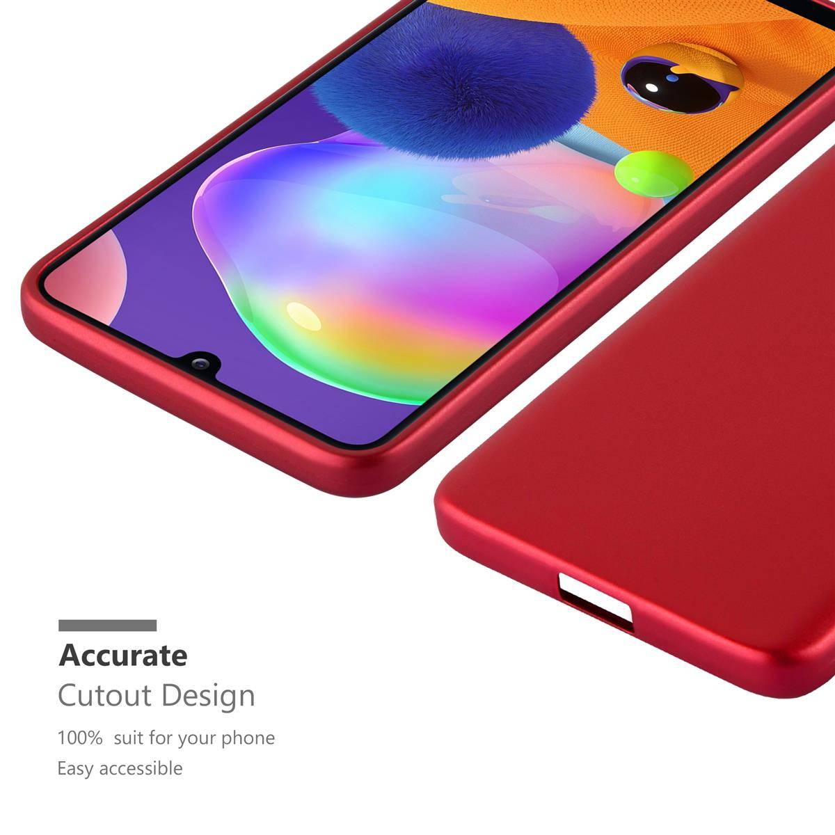 Cadorabo Schutzhülle für Samsung Galaxy A31 Hülle in Rot Handyhülle TPU Silikon Etui Cover Case