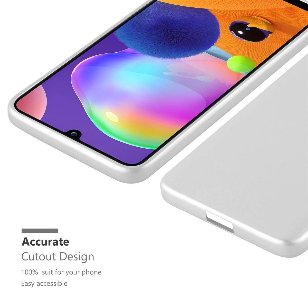 Cadorabo Schutzhülle für Samsung Galaxy A31 Hülle in Silber Handyhülle TPU Silikon Etui Cover Case