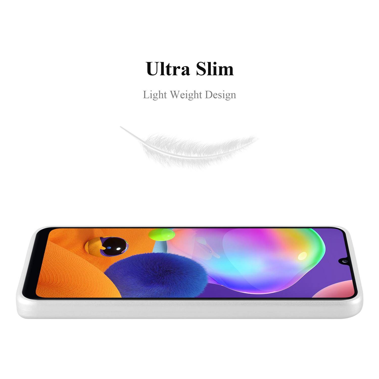 Cadorabo Schutzhülle für Samsung Galaxy A31 Hülle in Silber Handyhülle TPU Silikon Etui Cover Case