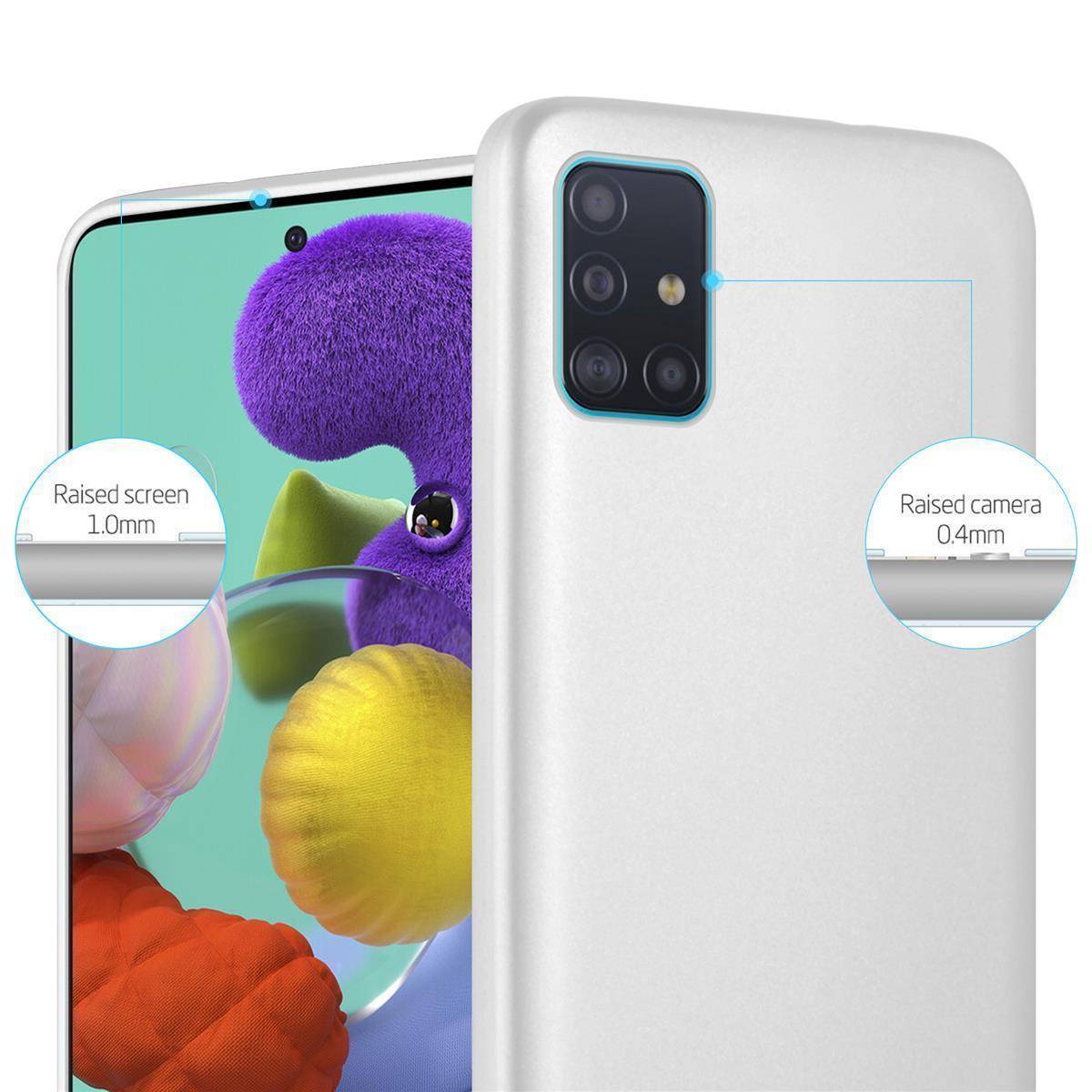 Cadorabo Schutzhülle für Samsung Galaxy A51 5G Hülle in Silber Handyhülle TPU Silikon Etui Cover Case