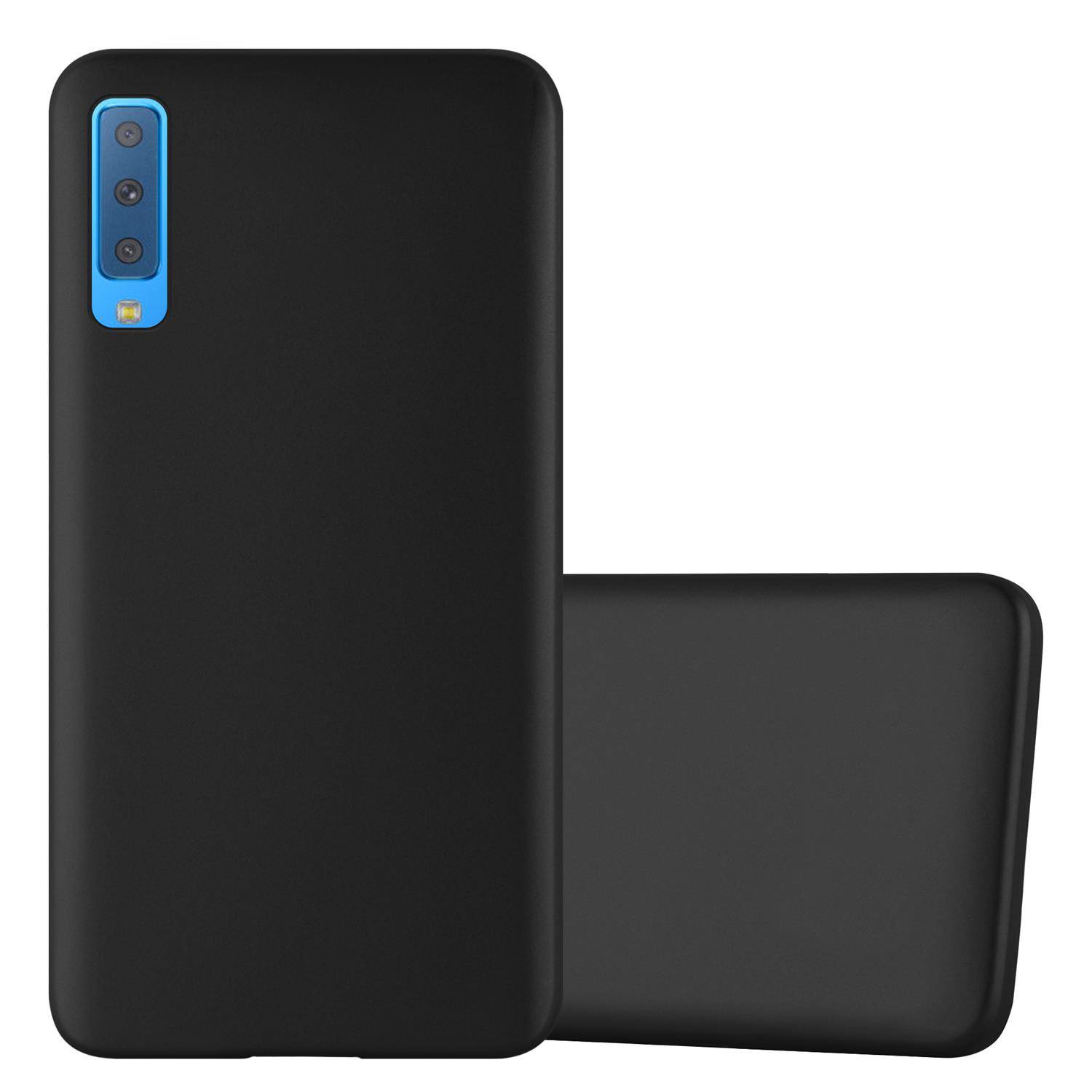 Cadorabo Schutzhülle für Samsung Galaxy A7 2018 Hülle in Schwarz Handyhülle TPU Silikon Etui Cover Case