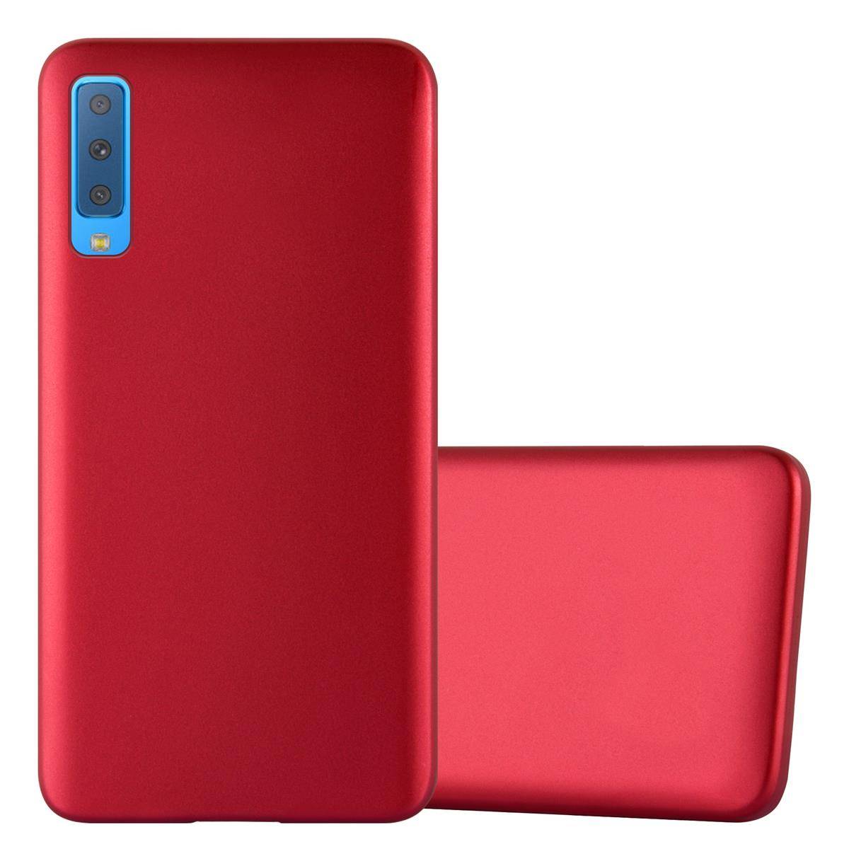 Cadorabo Schutzhülle für Samsung Galaxy A7 2018 Hülle in Rot Handyhülle TPU Silikon Etui Cover Case
