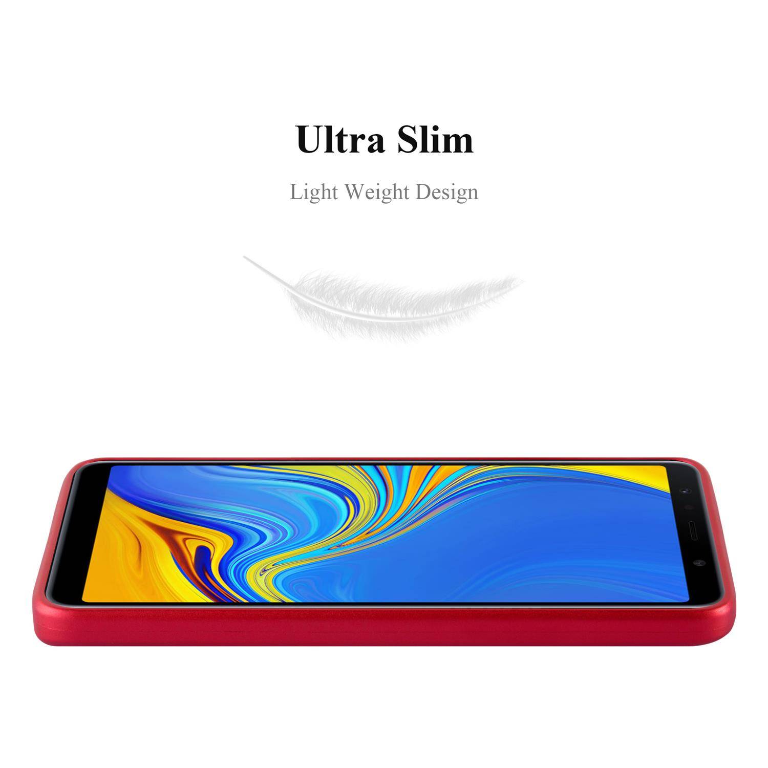Cadorabo Schutzhülle für Samsung Galaxy A7 2018 Hülle in Rot Handyhülle TPU Silikon Etui Cover Case