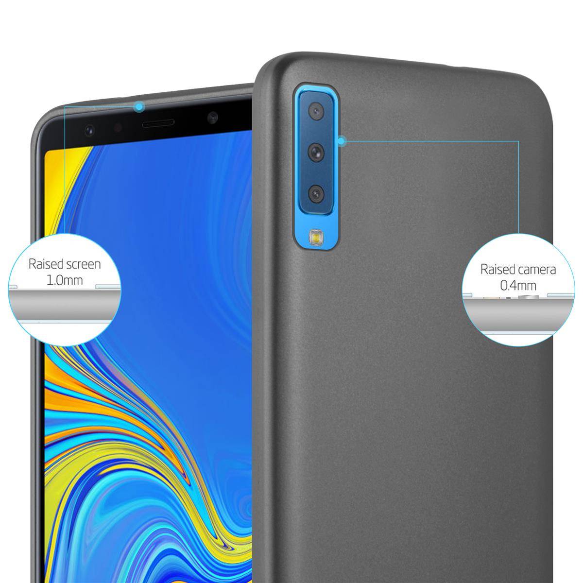 Cadorabo Schutzhülle für Samsung Galaxy A7 2018 Hülle in Grau Handyhülle TPU Silikon Etui Cover Case