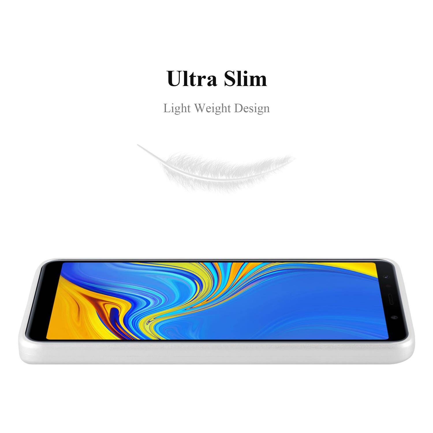 Cadorabo Schutzhülle für Samsung Galaxy A7 2018 Hülle in Silber Handyhülle TPU Silikon Etui Cover Case