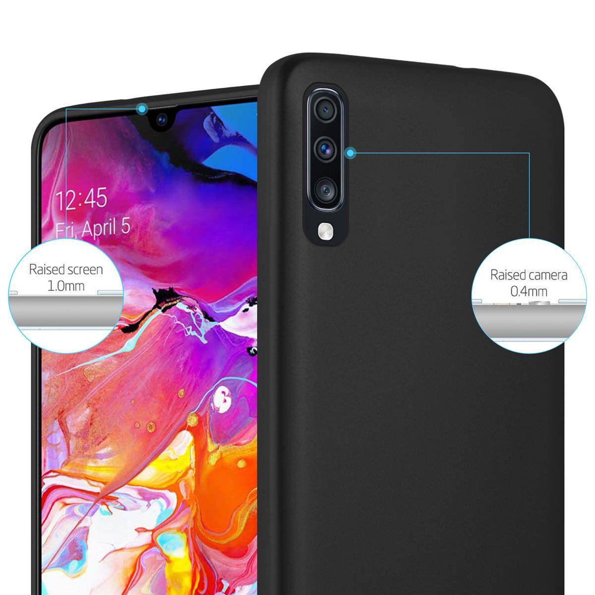 Cadorabo Schutzhülle für Samsung Galaxy A70 / A70s Hülle in Schwarz Handyhülle TPU Silikon Etui Cover Case