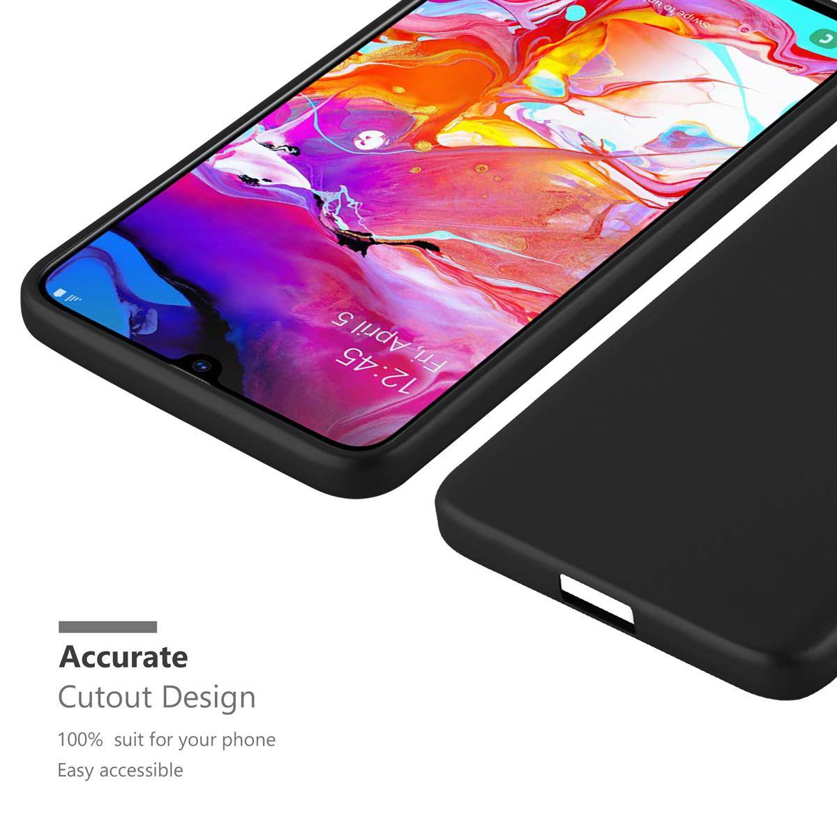Cadorabo Schutzhülle für Samsung Galaxy A70 / A70s Hülle in Schwarz Handyhülle TPU Silikon Etui Cover Case