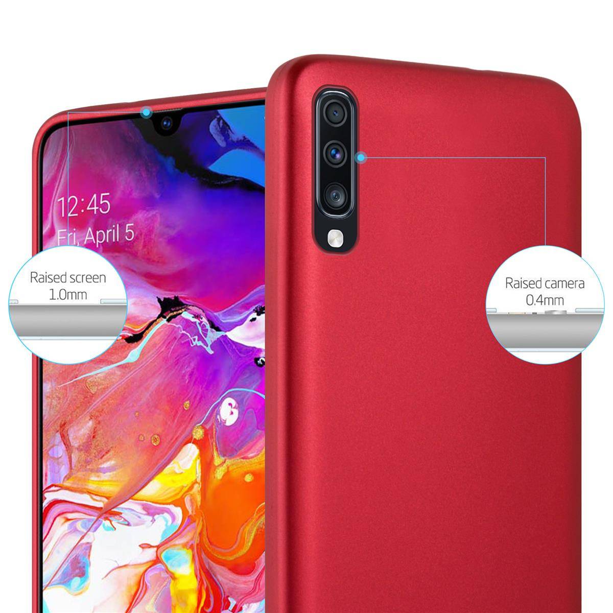 Cadorabo Schutzhülle für Samsung Galaxy A70 / A70s Hülle in Rot Handyhülle TPU Silikon Etui Cover Case