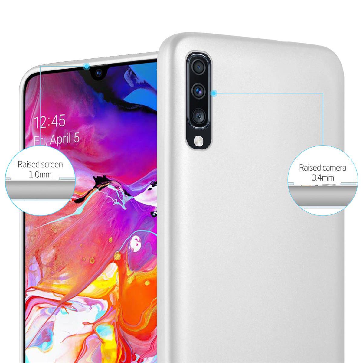 Cadorabo Schutzhülle für Samsung Galaxy A70 / A70s Hülle in Silber Handyhülle TPU Silikon Etui Cover Case