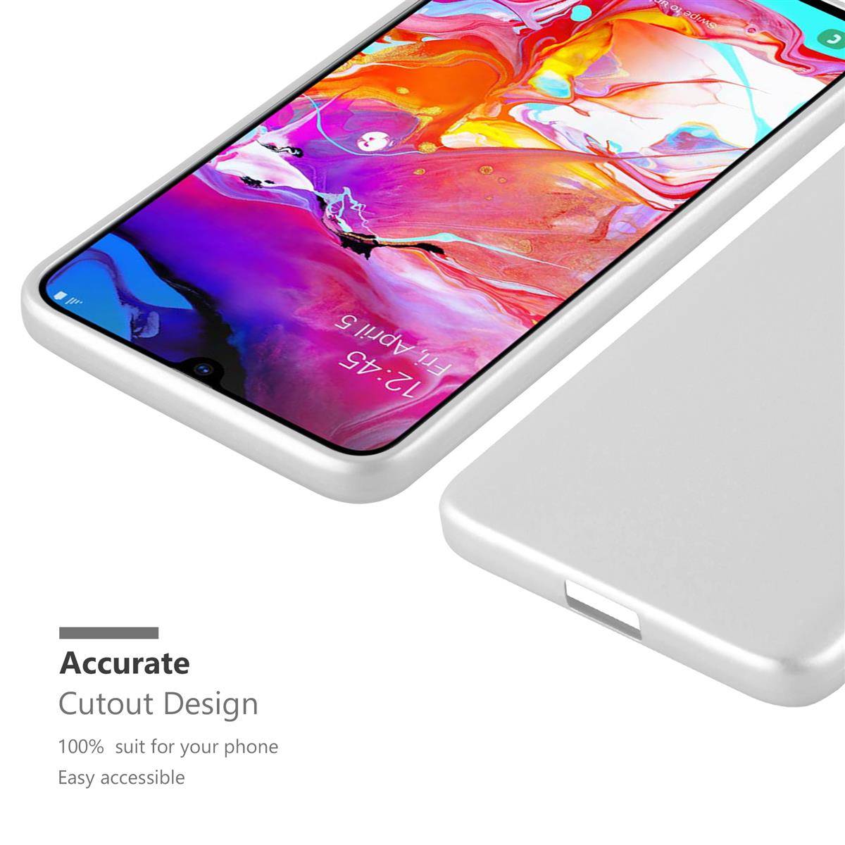 Cadorabo Schutzhülle für Samsung Galaxy A70 / A70s Hülle in Silber Handyhülle TPU Silikon Etui Cover Case