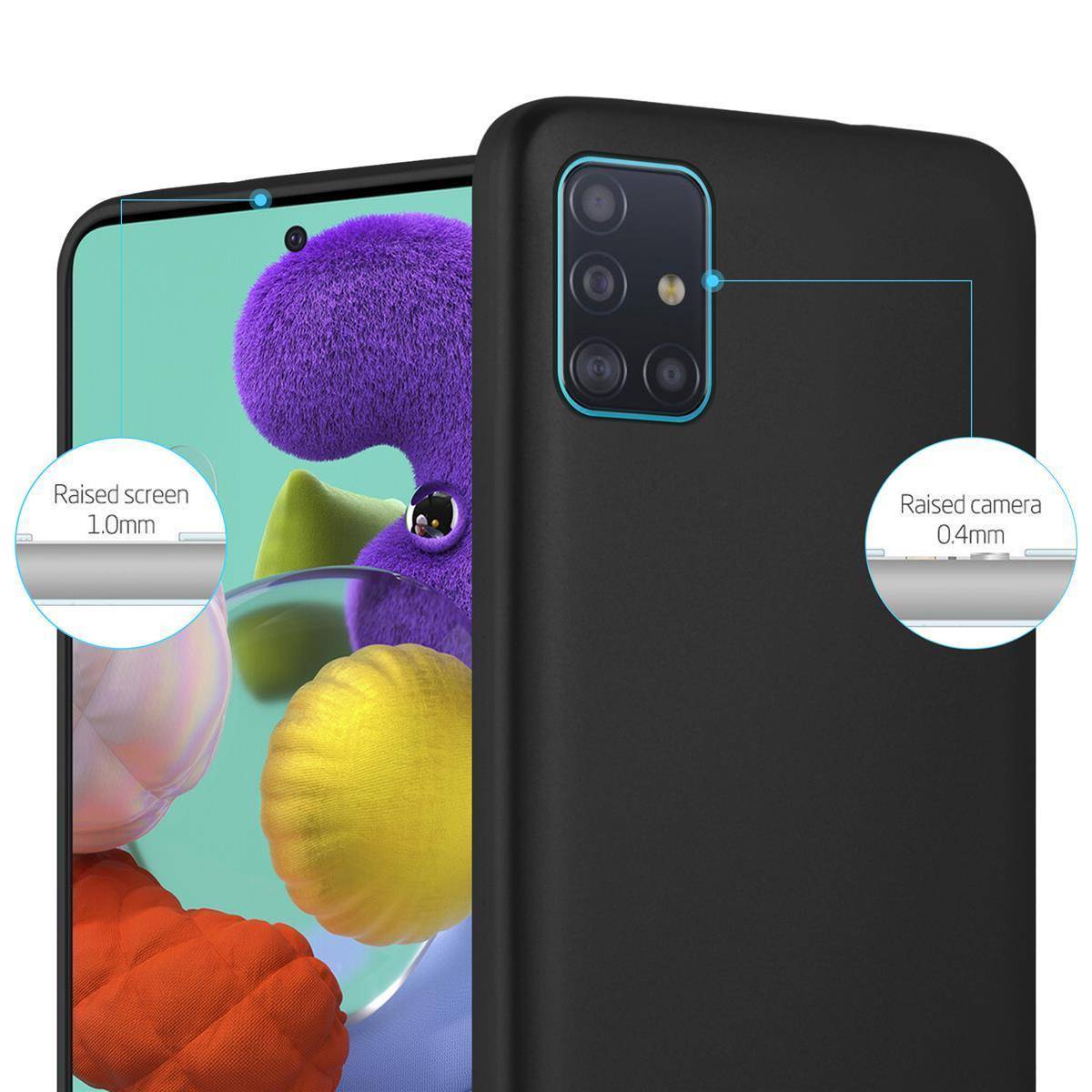 Cadorabo Schutzhülle für Samsung Galaxy A71 4G Hülle in Schwarz Handyhülle TPU Silikon Etui Cover Case