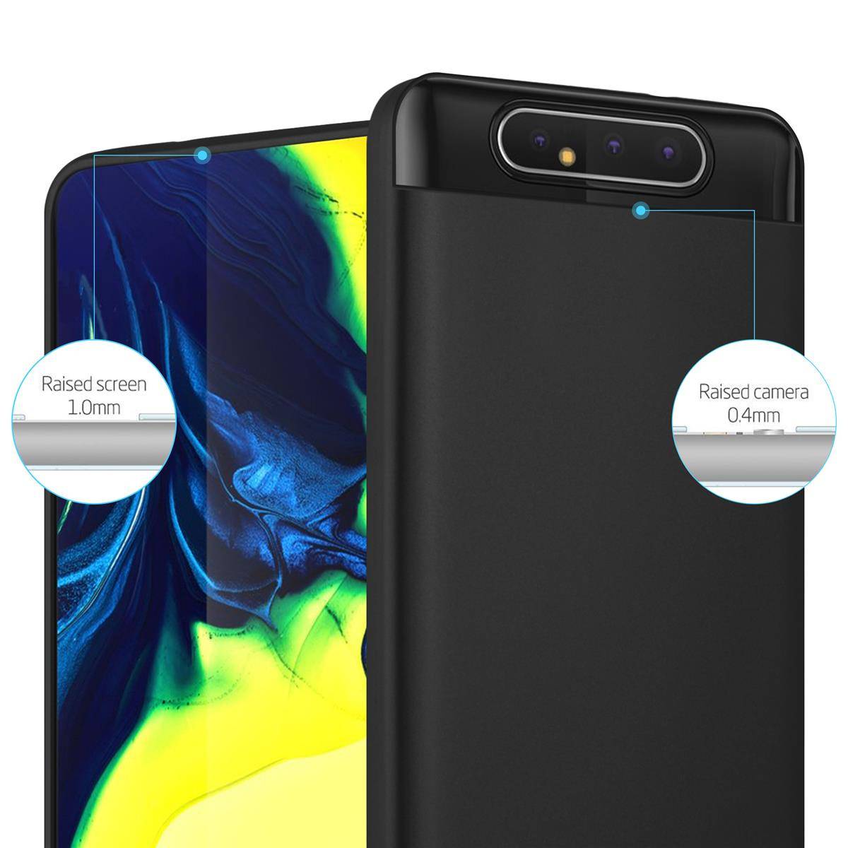 Cadorabo Schutzhülle für Samsung Galaxy A80 / A90 4G Hülle in Schwarz Handyhülle TPU Silikon Etui Cover Case