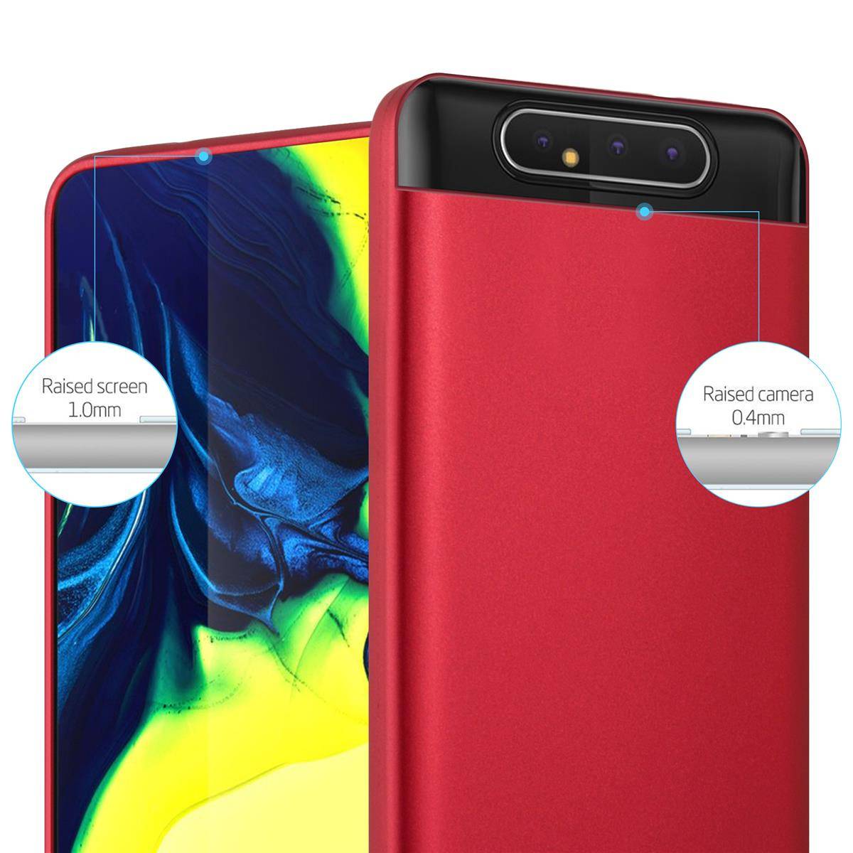 Cadorabo Schutzhülle für Samsung Galaxy A80 / A90 4G Hülle in Rot Handyhülle TPU Silikon Etui Cover Case
