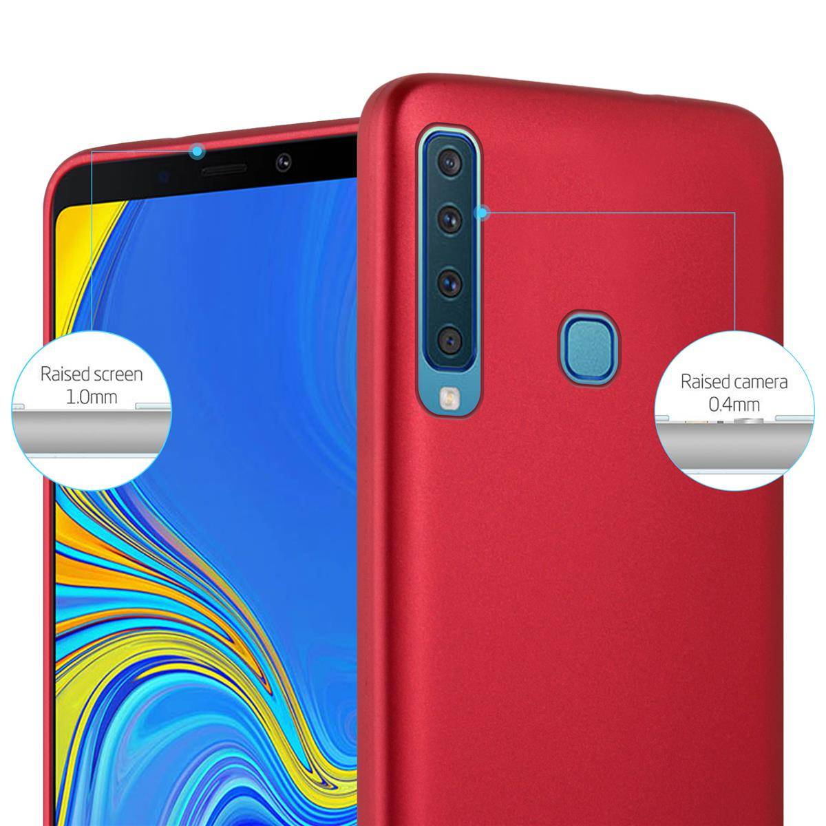 Cadorabo Schutzhülle für Samsung Galaxy A9 2018 Hülle in Rot Handyhülle TPU Silikon Etui Cover Case