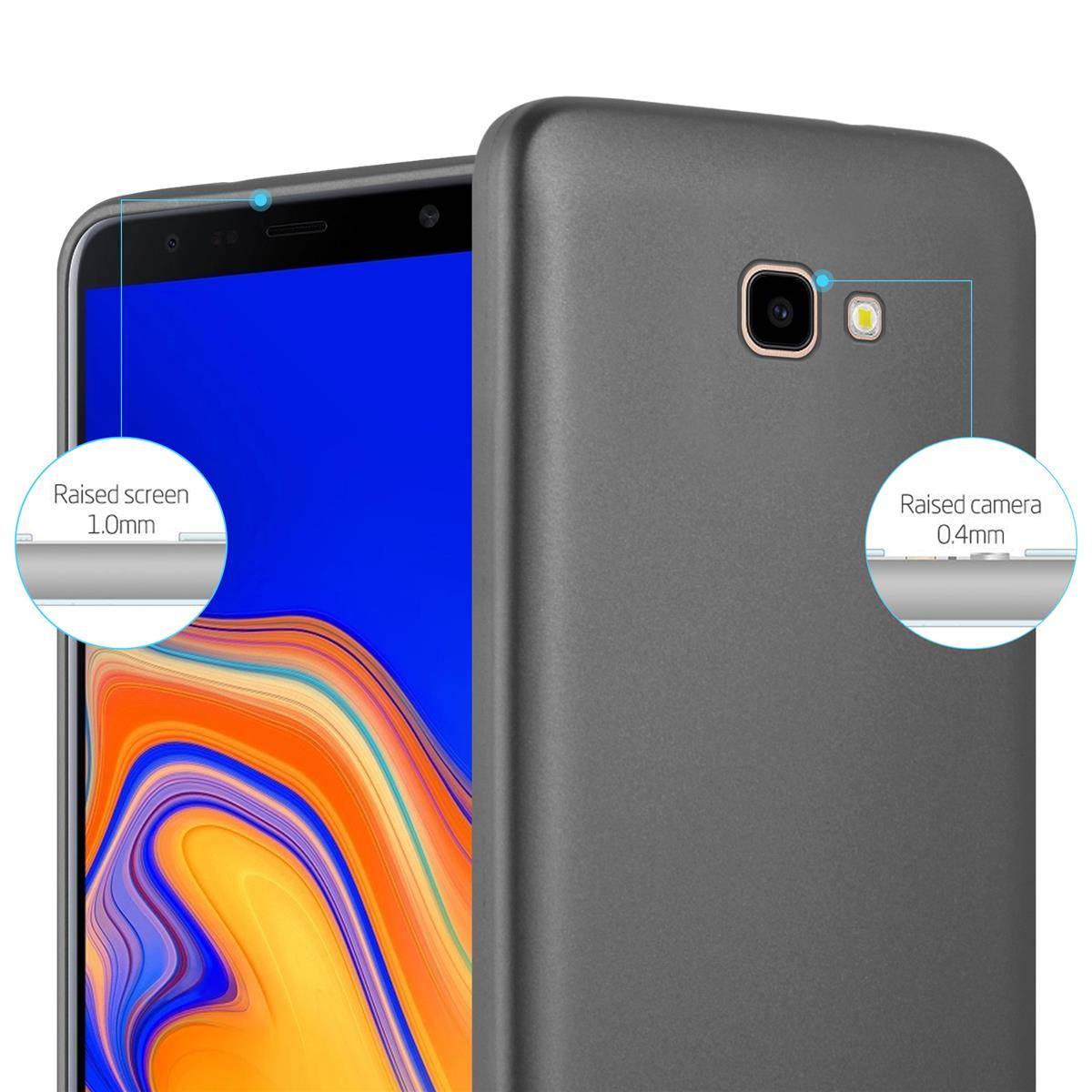 Cadorabo Schutzhülle für Samsung Galaxy J4 PLUS Hülle in Grau Handyhülle TPU Silikon Etui Cover Case