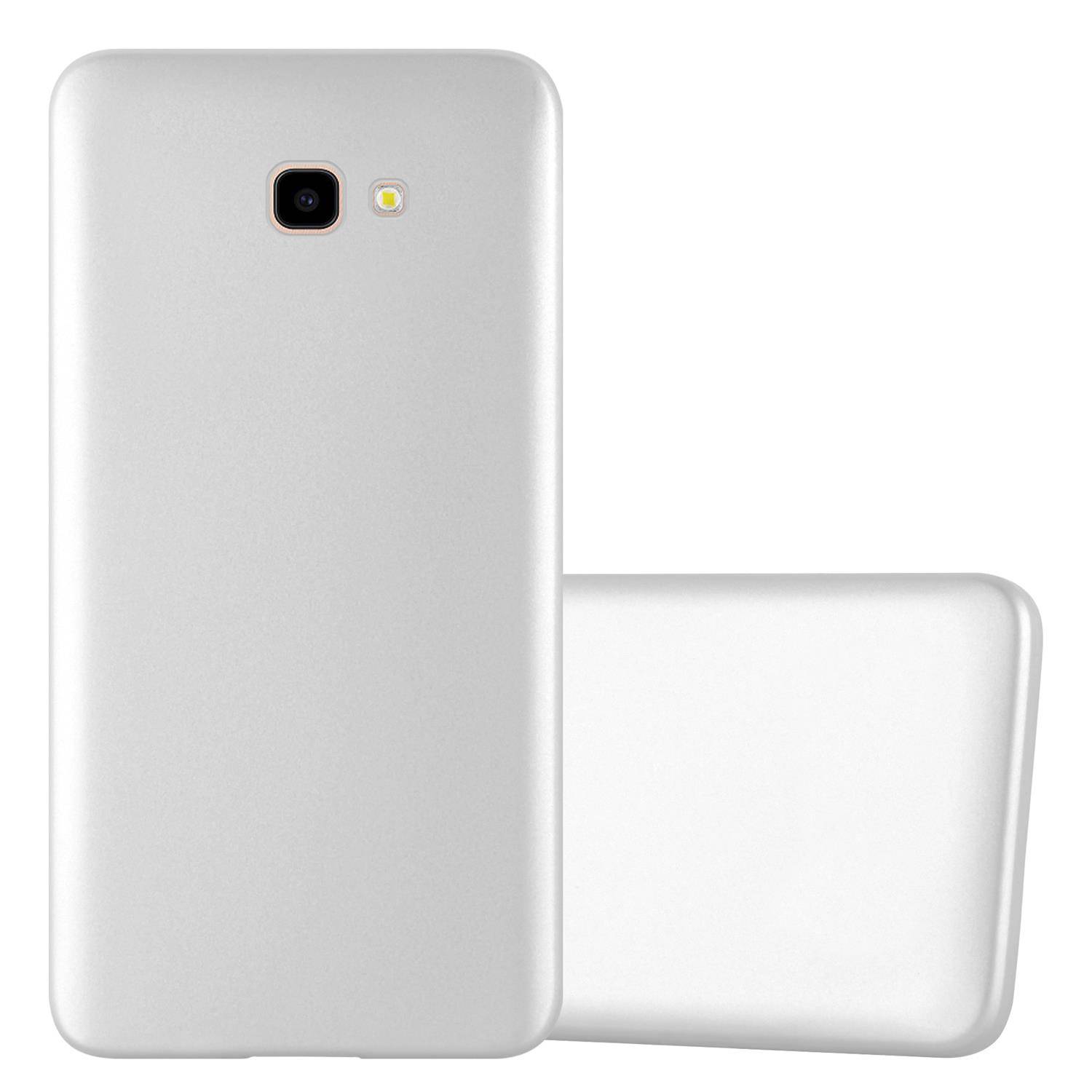 Cadorabo Schutzhülle für Samsung Galaxy J4 PLUS Hülle in Silber Handyhülle TPU Silikon Etui Cover Case