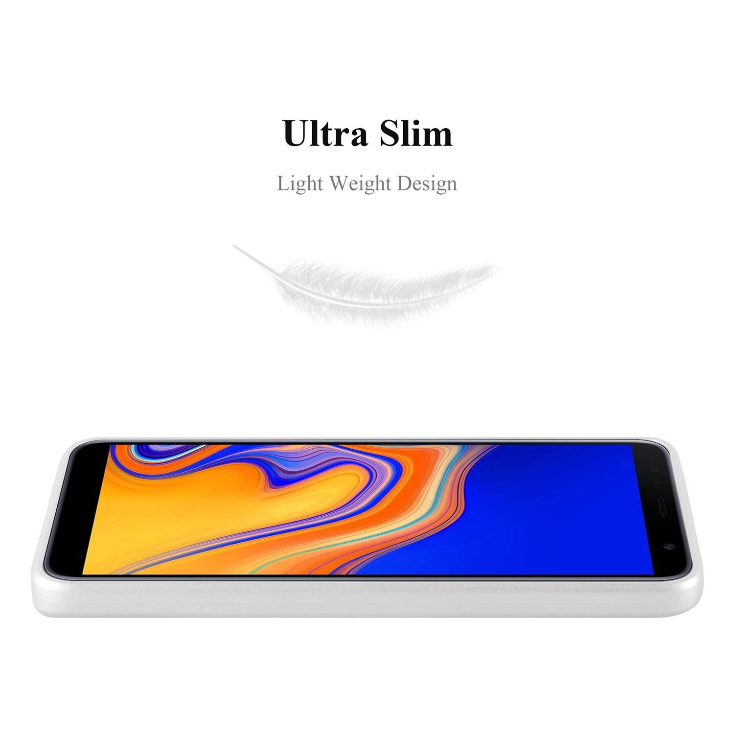 Cadorabo Schutzhülle für Samsung Galaxy J4 PLUS Hülle in Silber Handyhülle TPU Silikon Etui Cover Case
