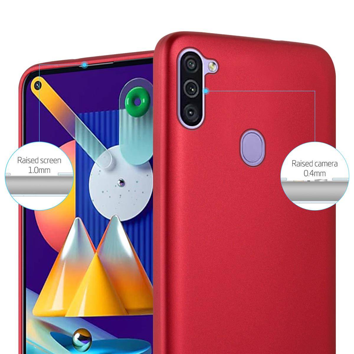 Cadorabo Schutzhülle für Samsung Galaxy A11 / M11 Hülle in Rot Handyhülle TPU Silikon Etui Cover Case