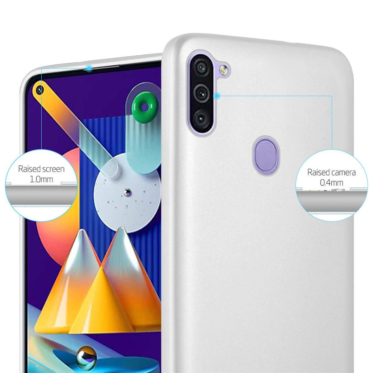 Cadorabo Schutzhülle für Samsung Galaxy A11 / M11 Hülle in Silber Handyhülle TPU Silikon Etui Cover Case
