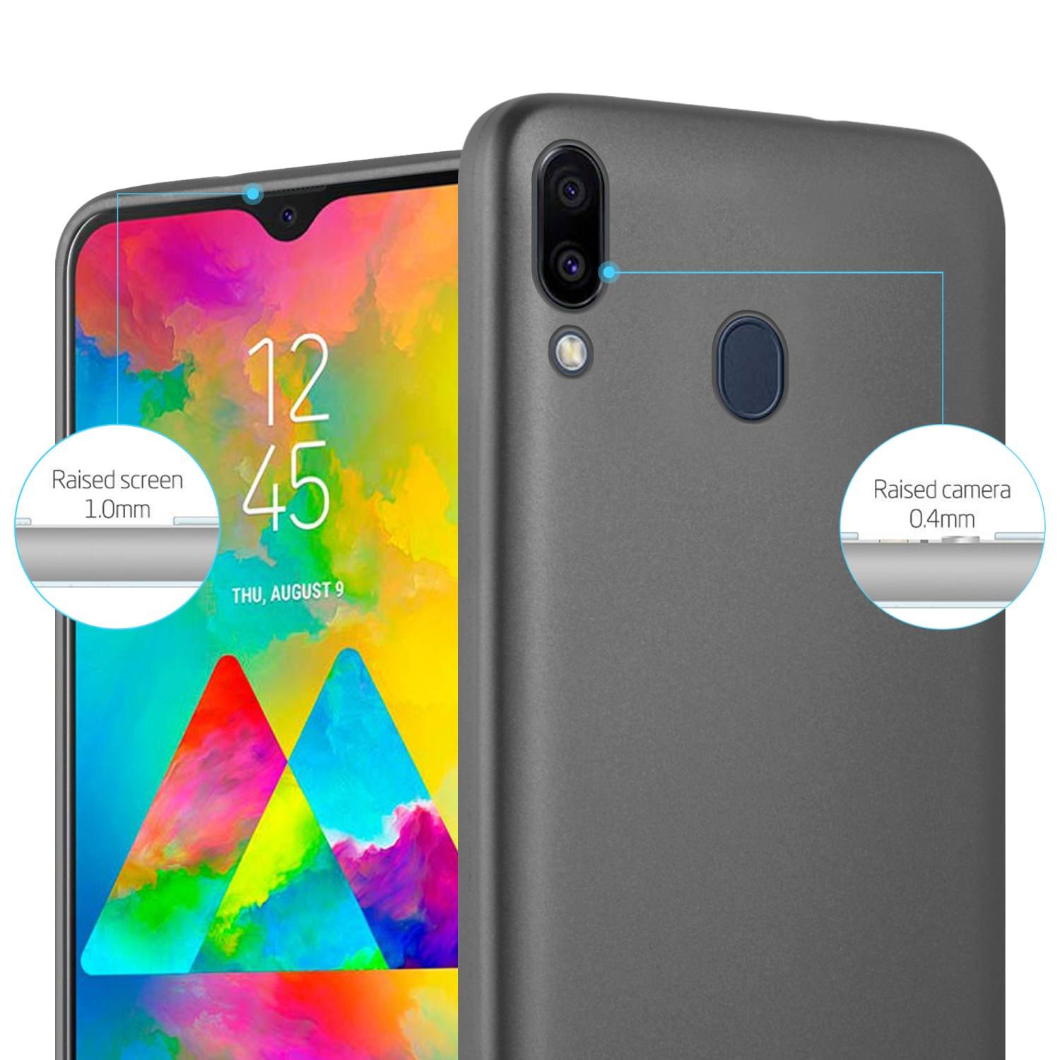 Cadorabo Schutzhülle für Samsung Galaxy M20 Hülle in Grau Handyhülle TPU Silikon Etui Cover Case
