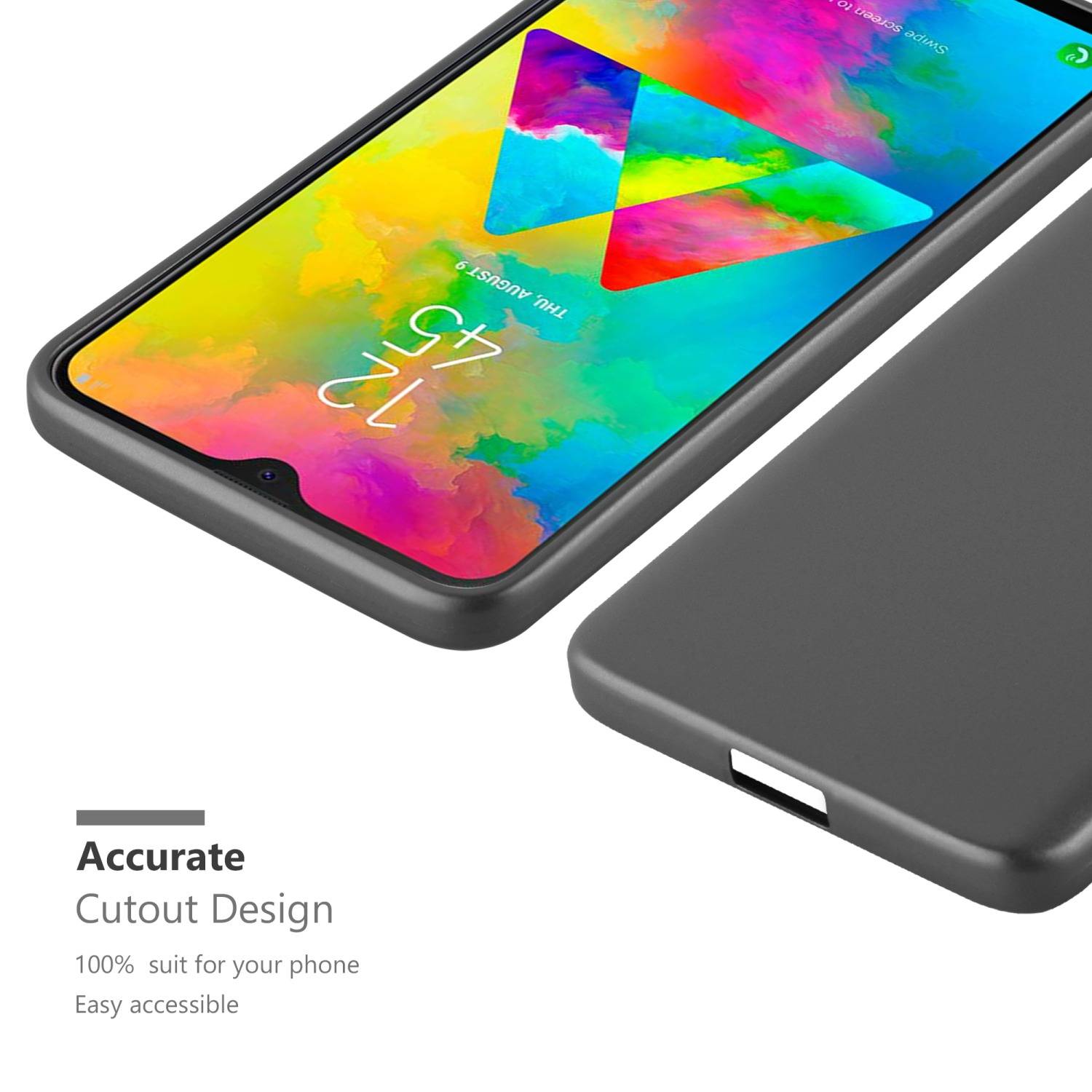 Cadorabo Schutzhülle für Samsung Galaxy M20 Hülle in Grau Handyhülle TPU Silikon Etui Cover Case