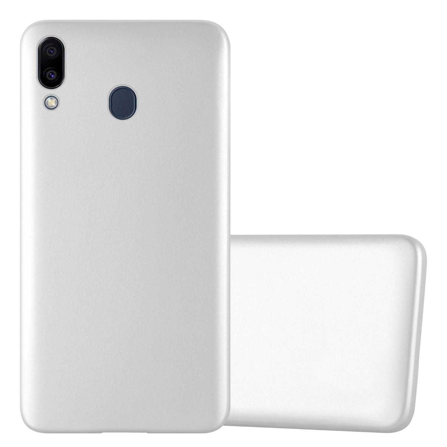 Cadorabo Schutzhülle für Samsung Galaxy M20 Hülle in Silber Handyhülle TPU Silikon Etui Cover Case