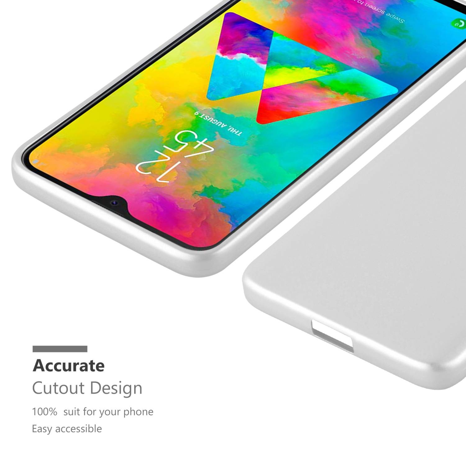 Cadorabo Schutzhülle für Samsung Galaxy M20 Hülle in Silber Handyhülle TPU Silikon Etui Cover Case