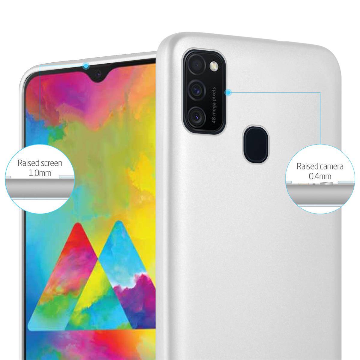 Cadorabo Schutzhülle für Samsung Galaxy M21 / M30s Hülle in Silber Handyhülle TPU Silikon Etui Cover Case