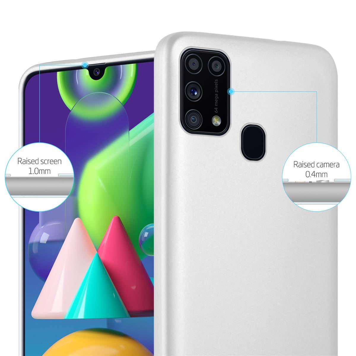 Cadorabo Schutzhülle für Samsung Galaxy M31 Hülle in Silber Handyhülle TPU Silikon Etui Cover Case