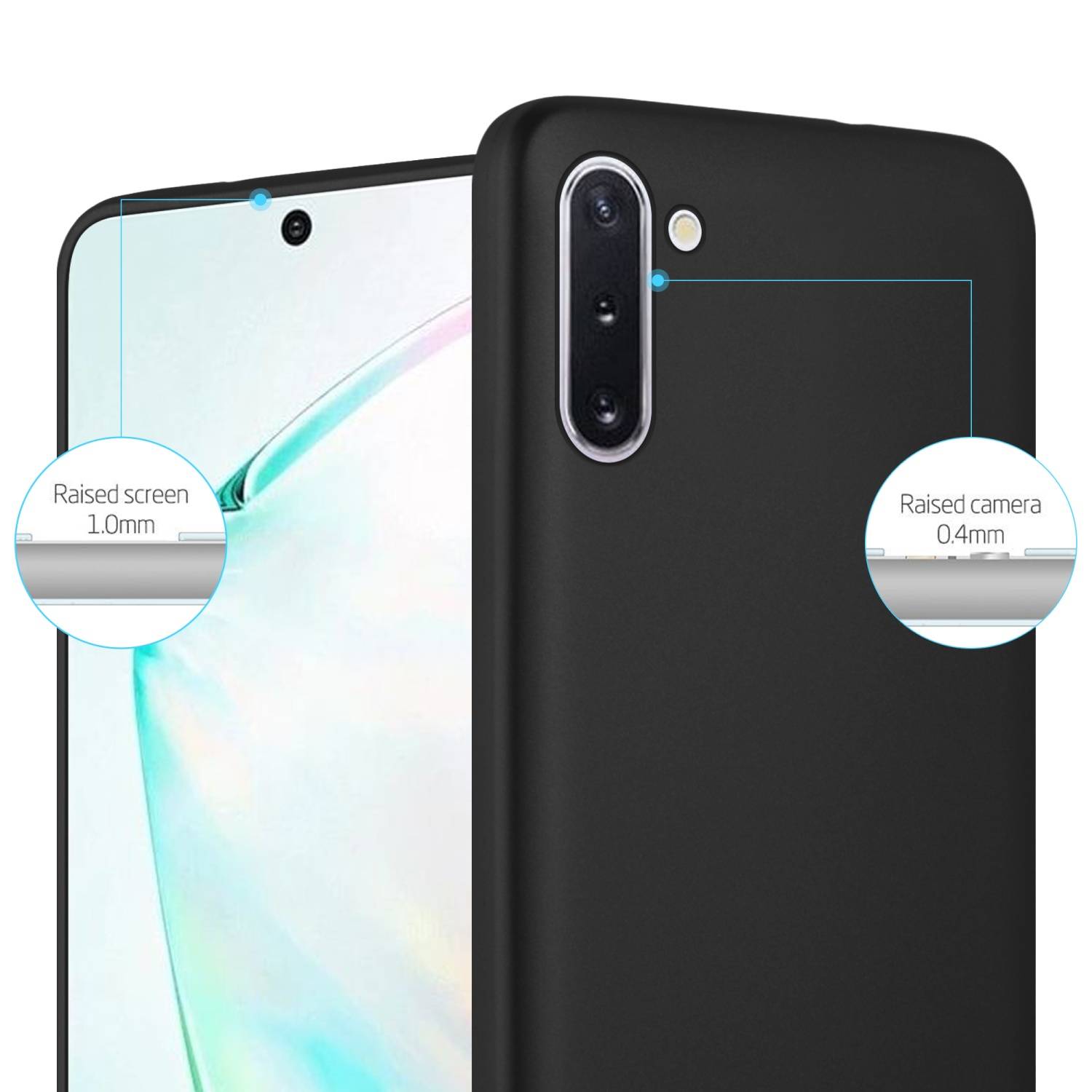 Cadorabo Schutzhülle für Samsung Galaxy NOTE 10 Hülle in Schwarz Handyhülle TPU Silikon Etui Cover Case